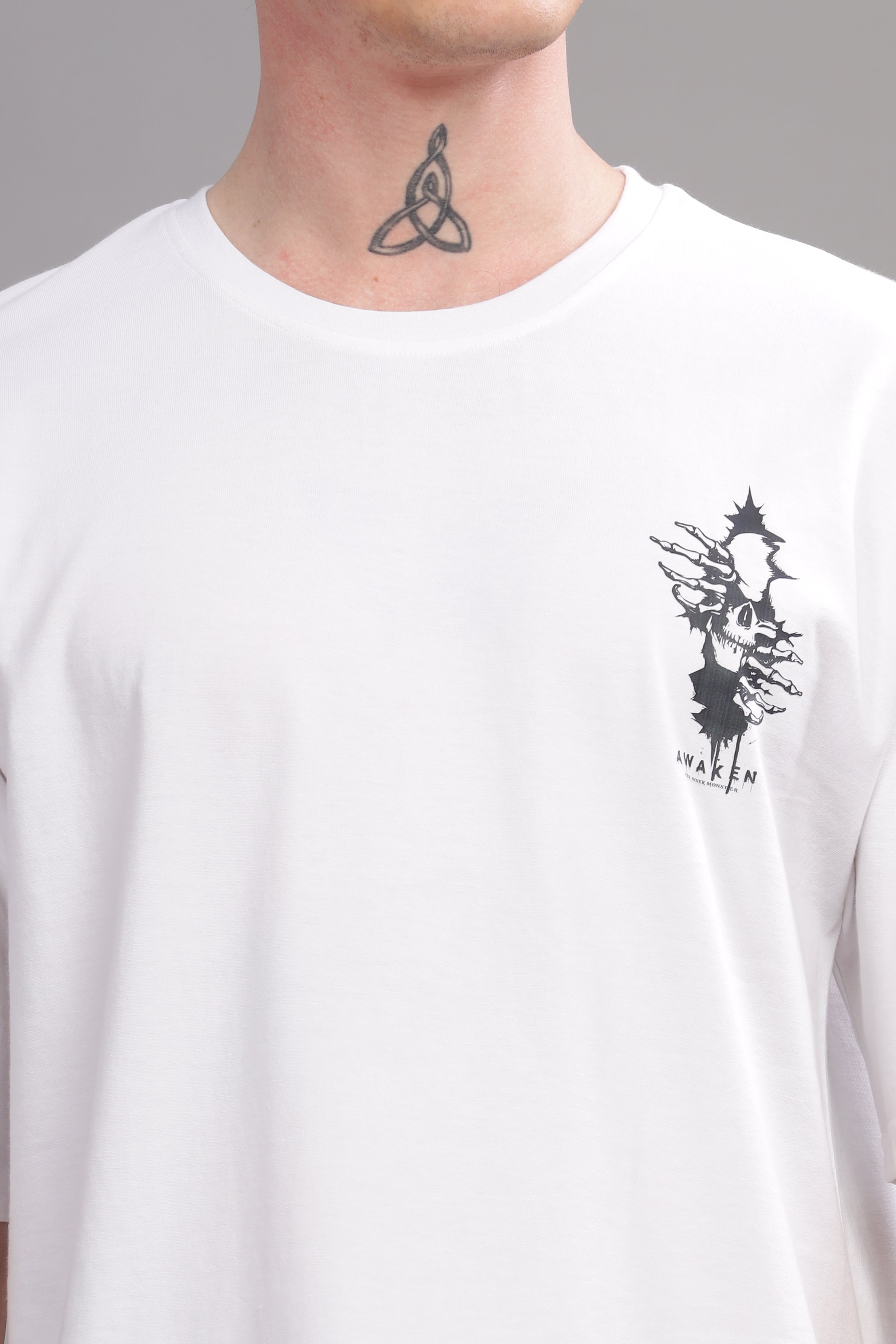 White - Demon Oversized Printed T-shirt