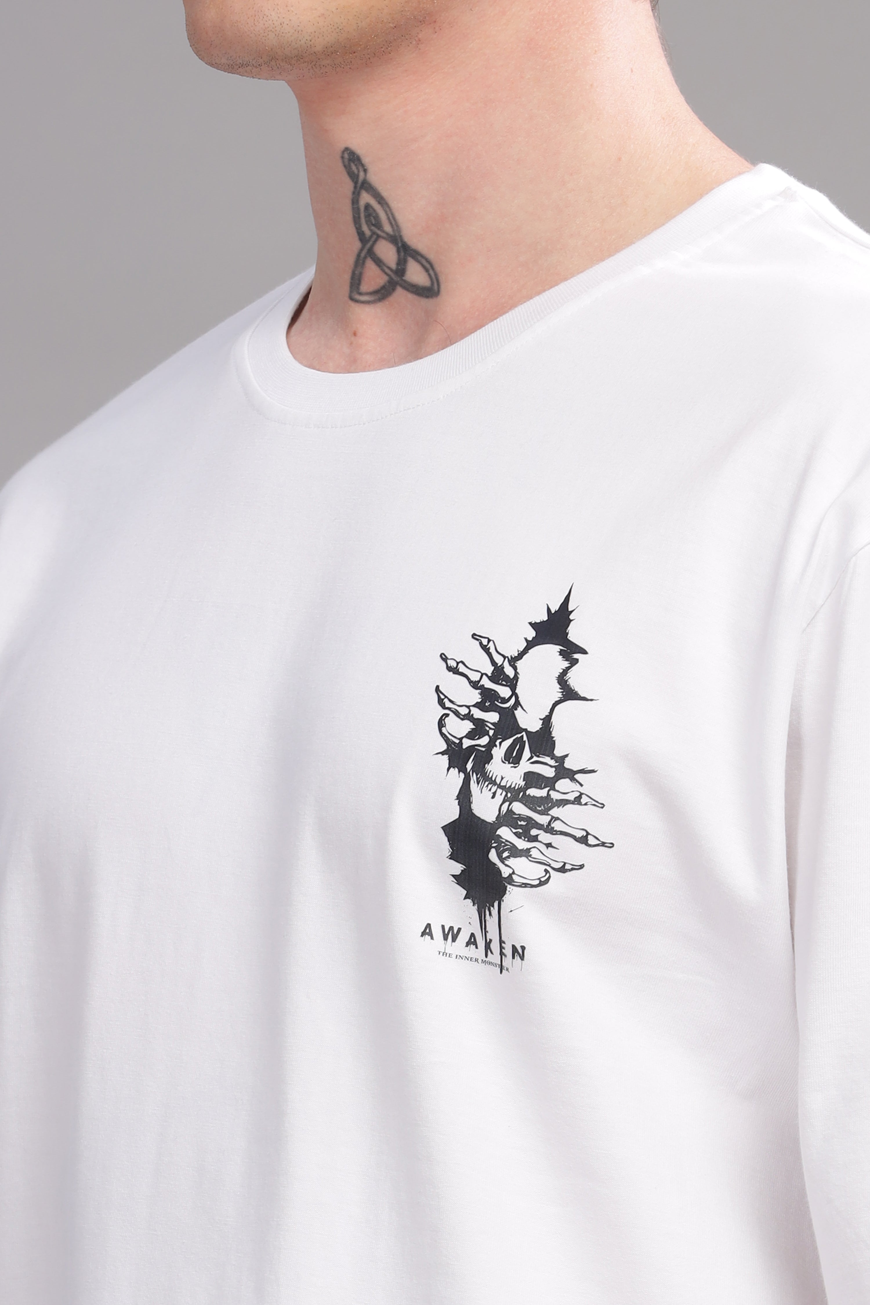 White - Demon Oversized Printed T-shirt