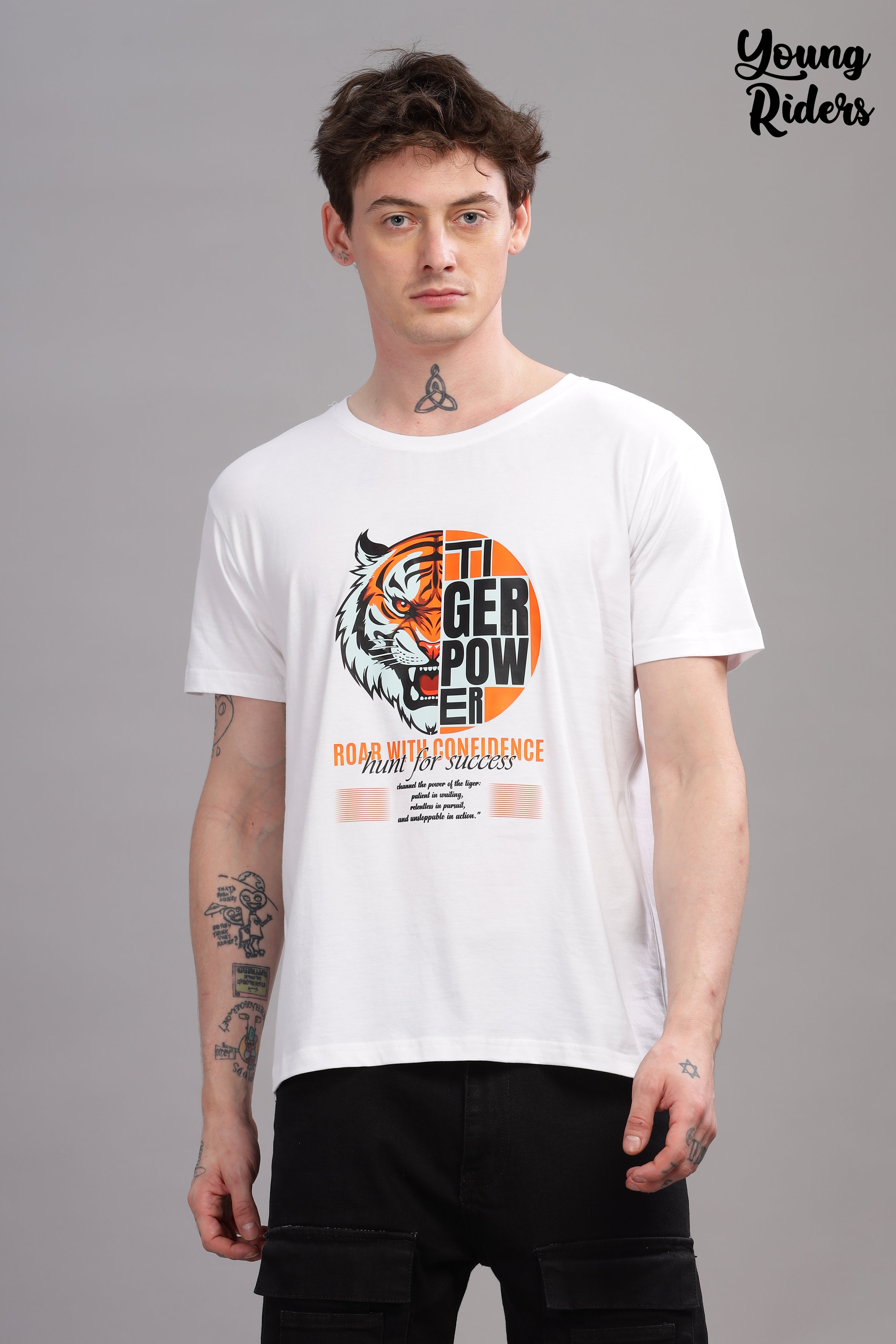 White - Tiger Power Printed T-shirt