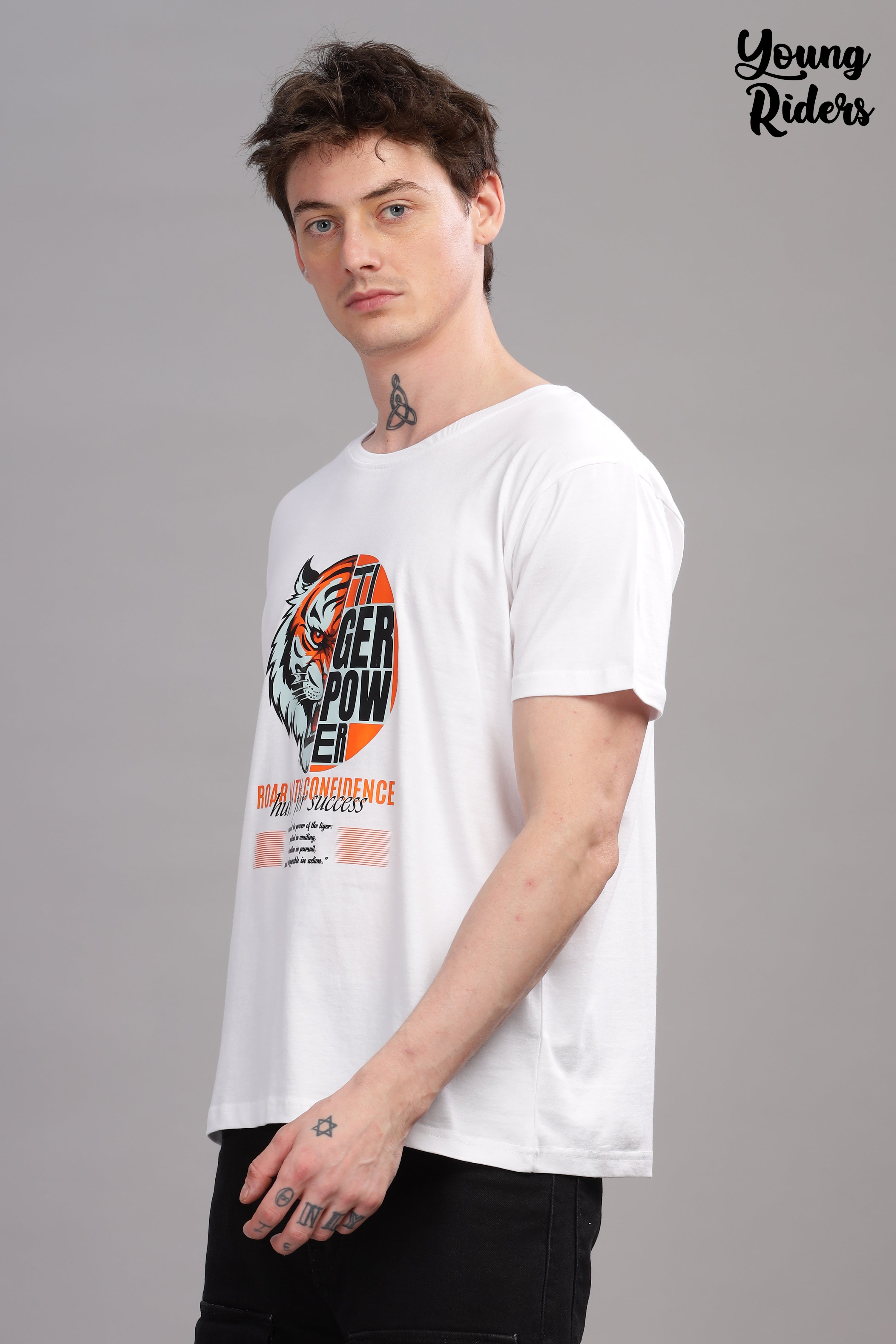 White - Tiger Power Printed T-shirt