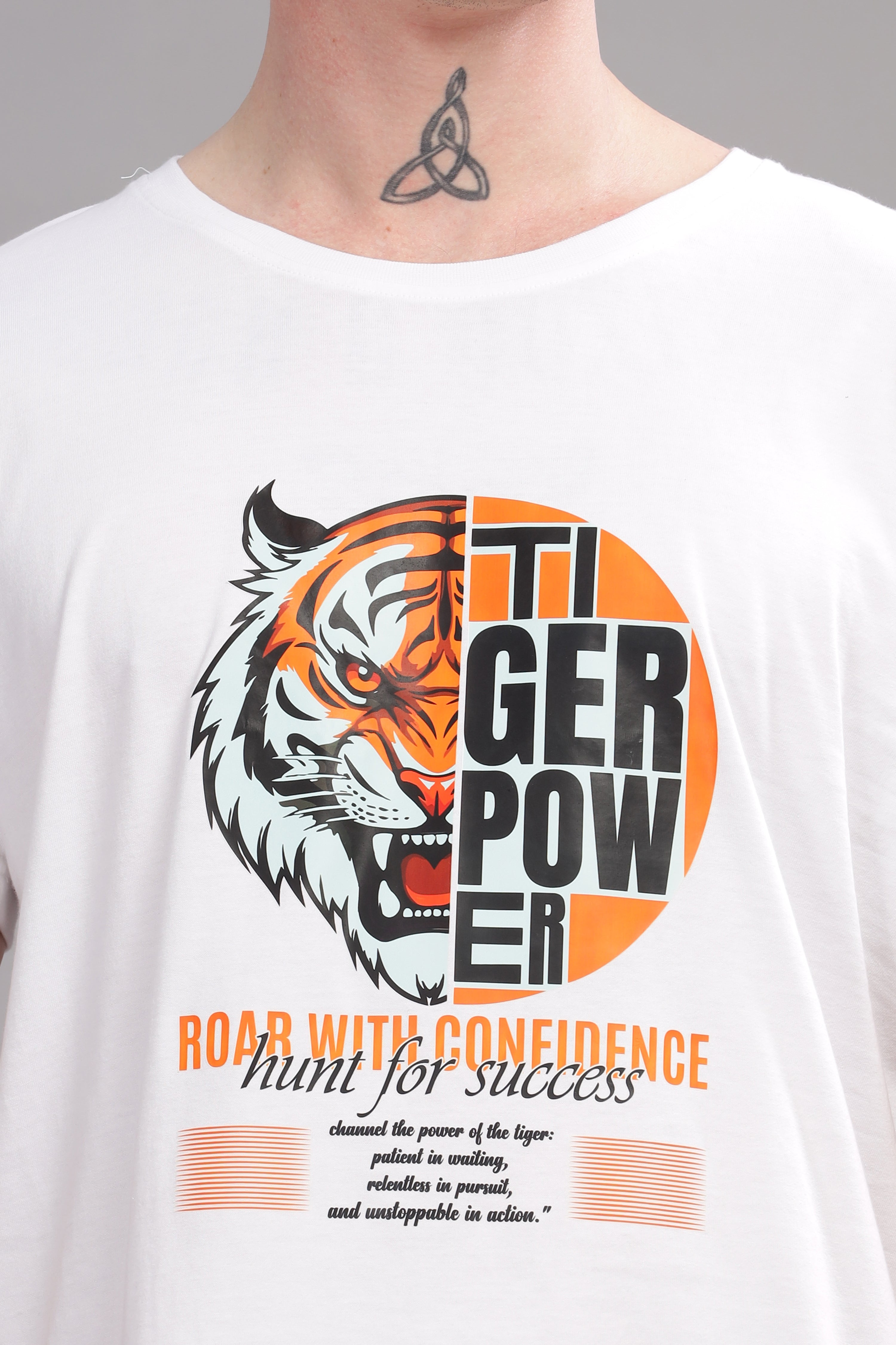 White - Tiger Power Printed T-shirt