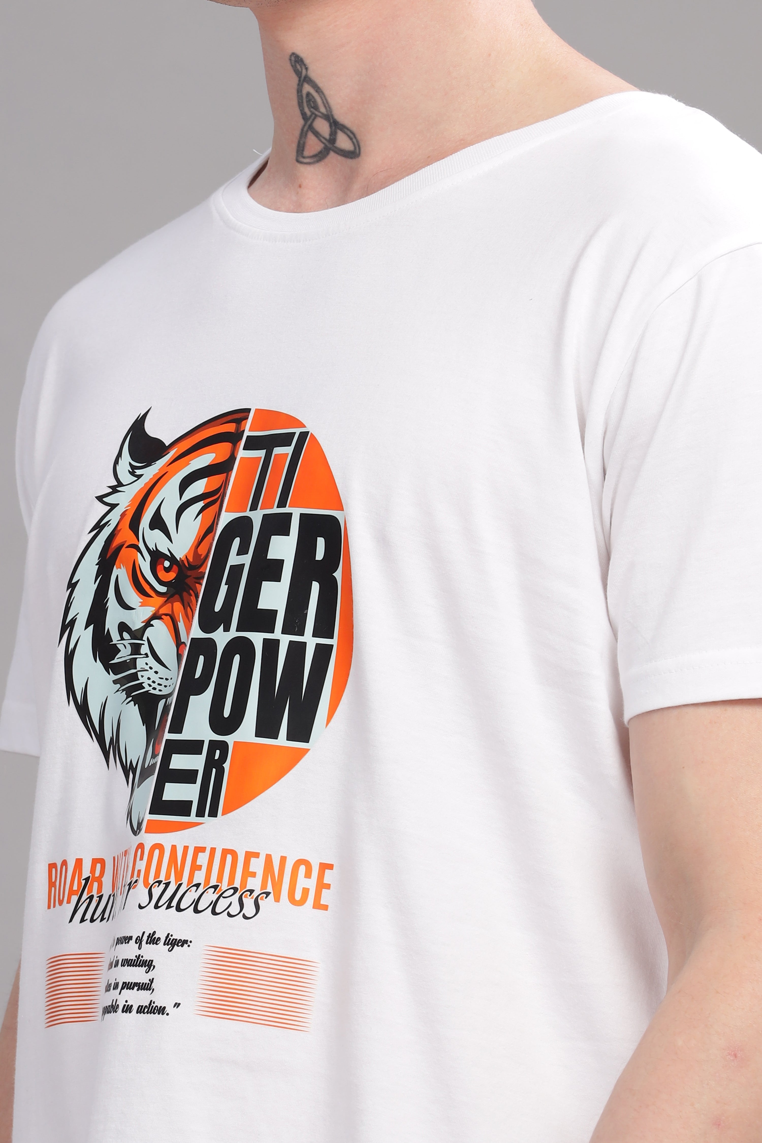 White - Tiger Power Printed T-shirt