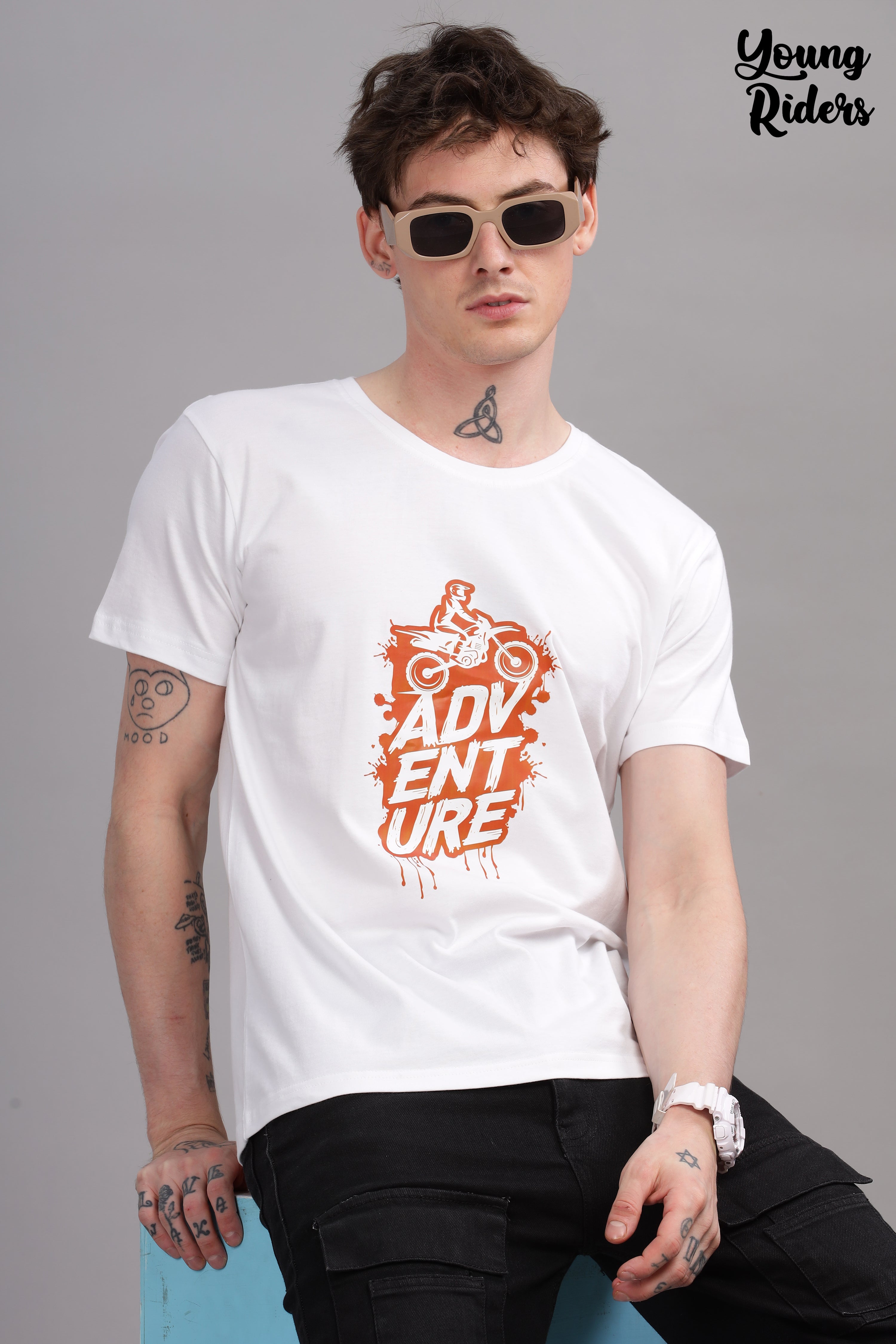 White - Bike Adventure Printed T-shirt