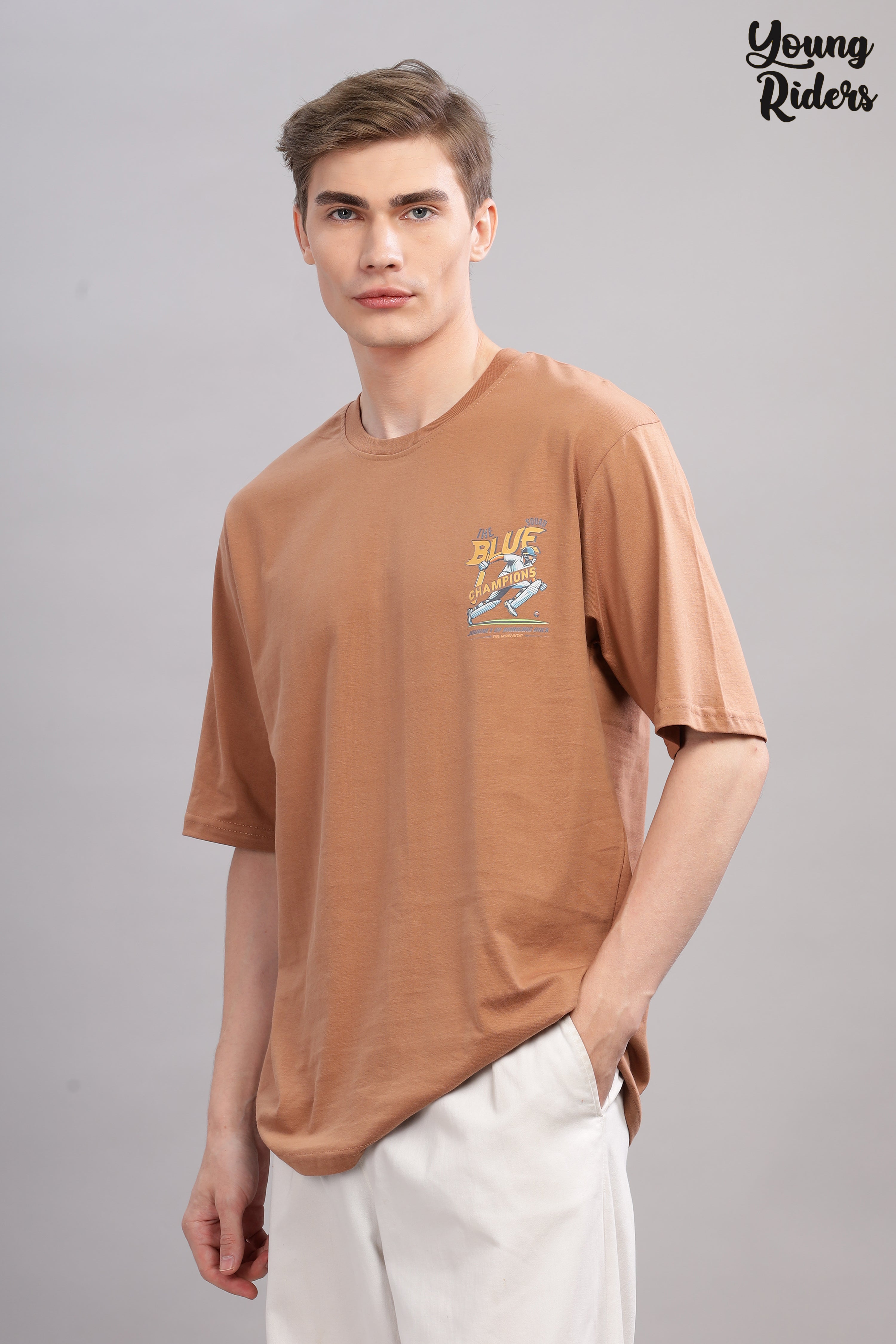 Brown - Circket Champions Printed T-shirt