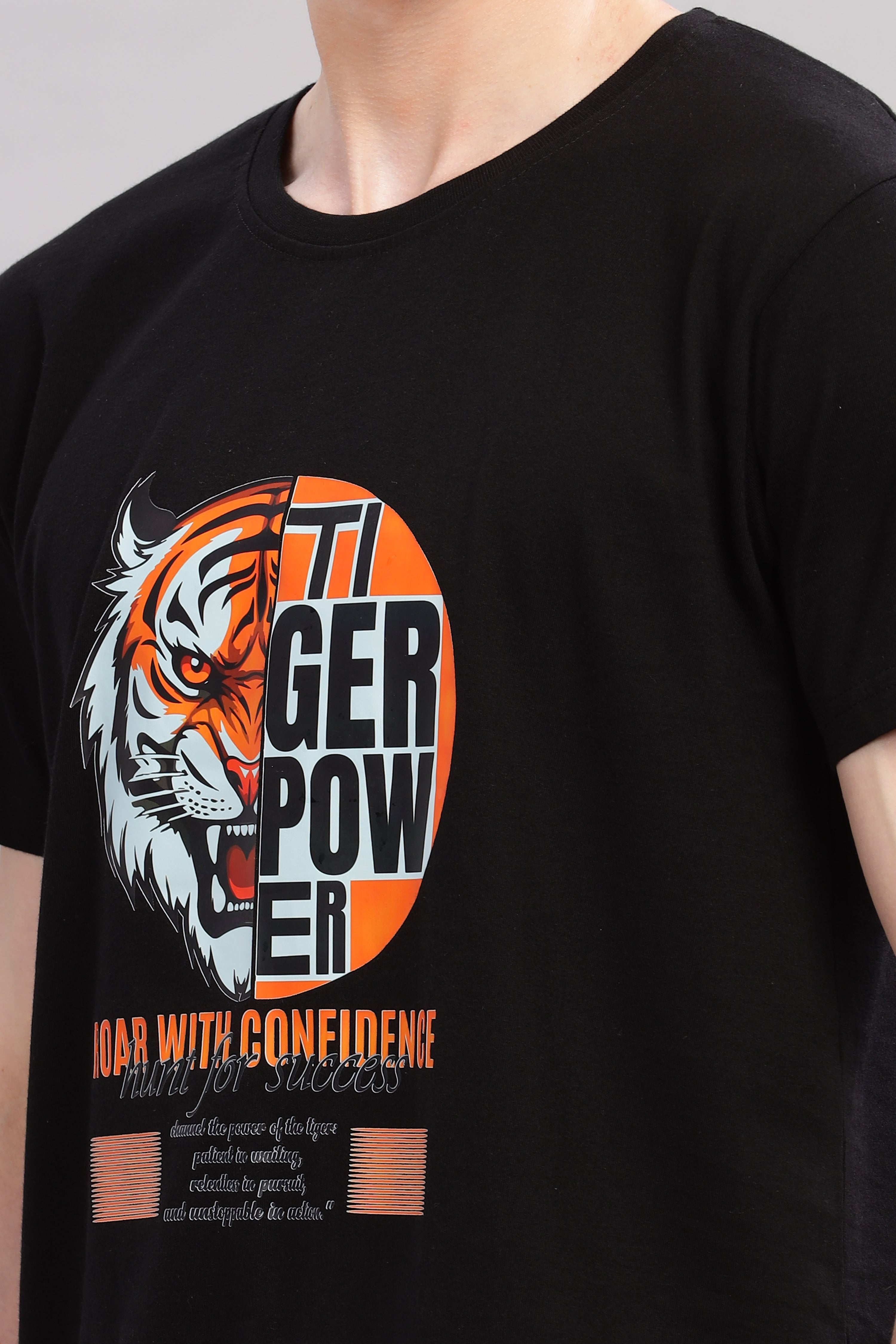 Black -  Tiger Power Printed T-shirt