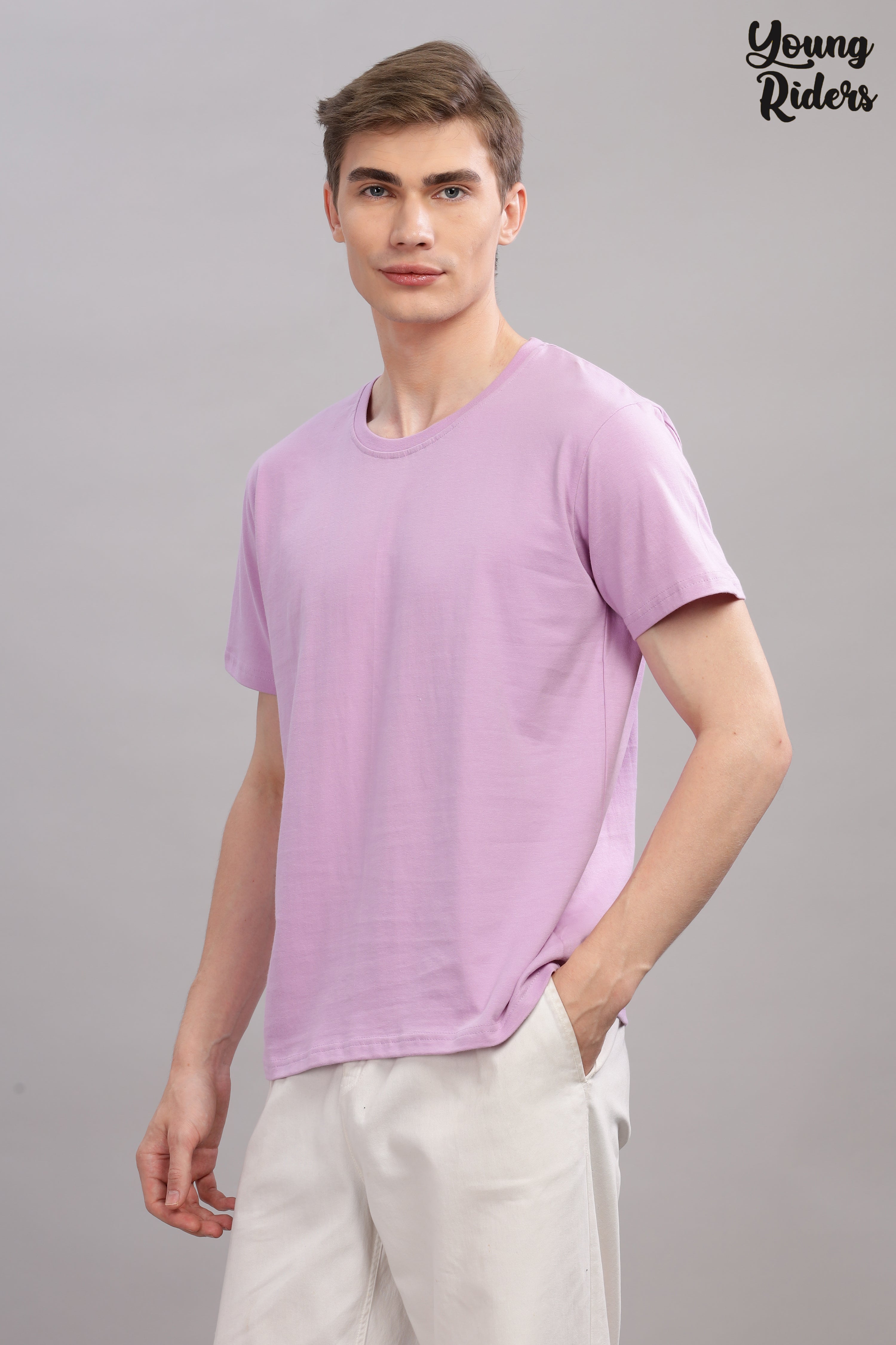 Lavender Grey Plain T-Shirt-2