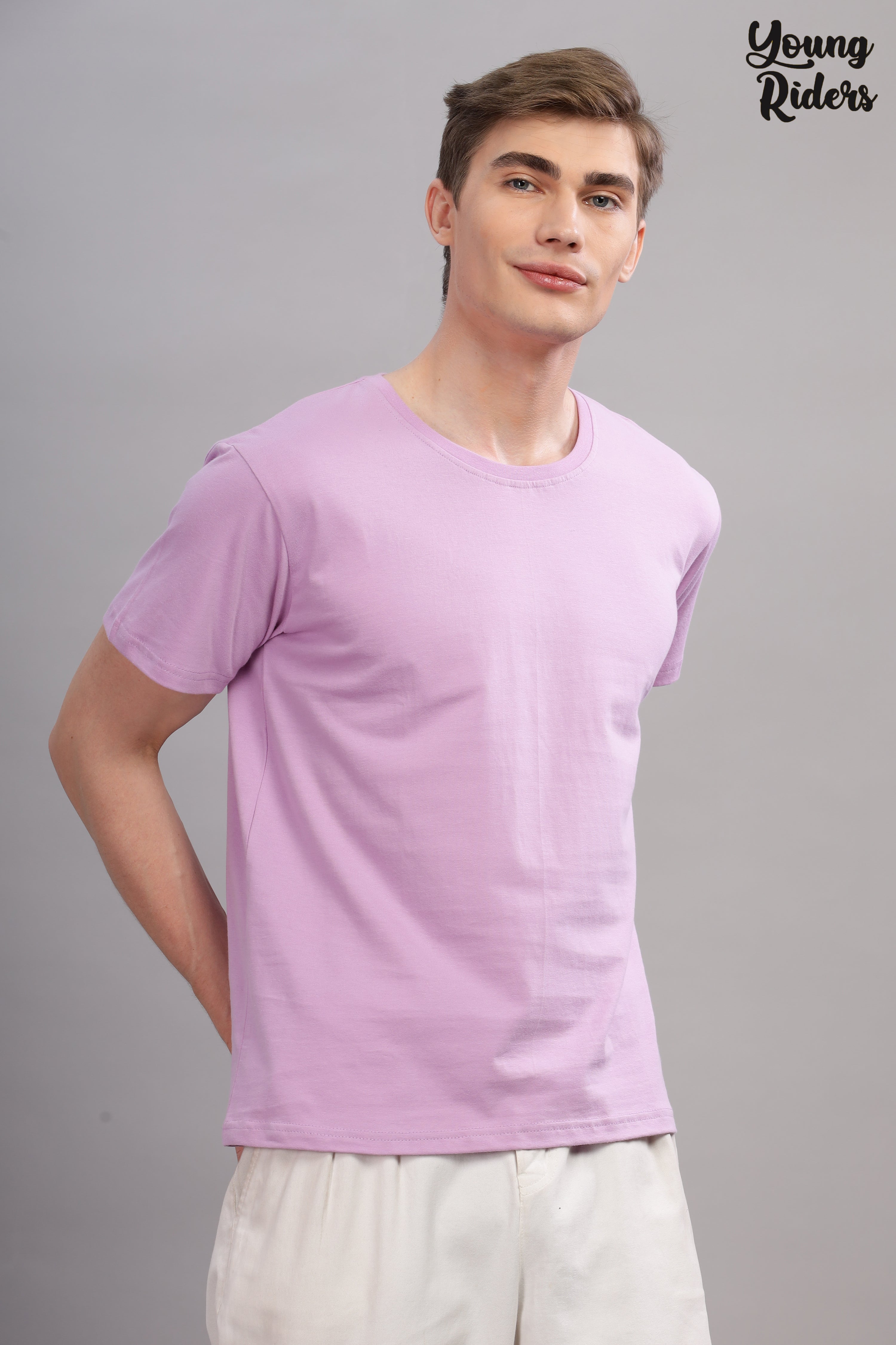 Lavender Grey Plain T-Shirt-2