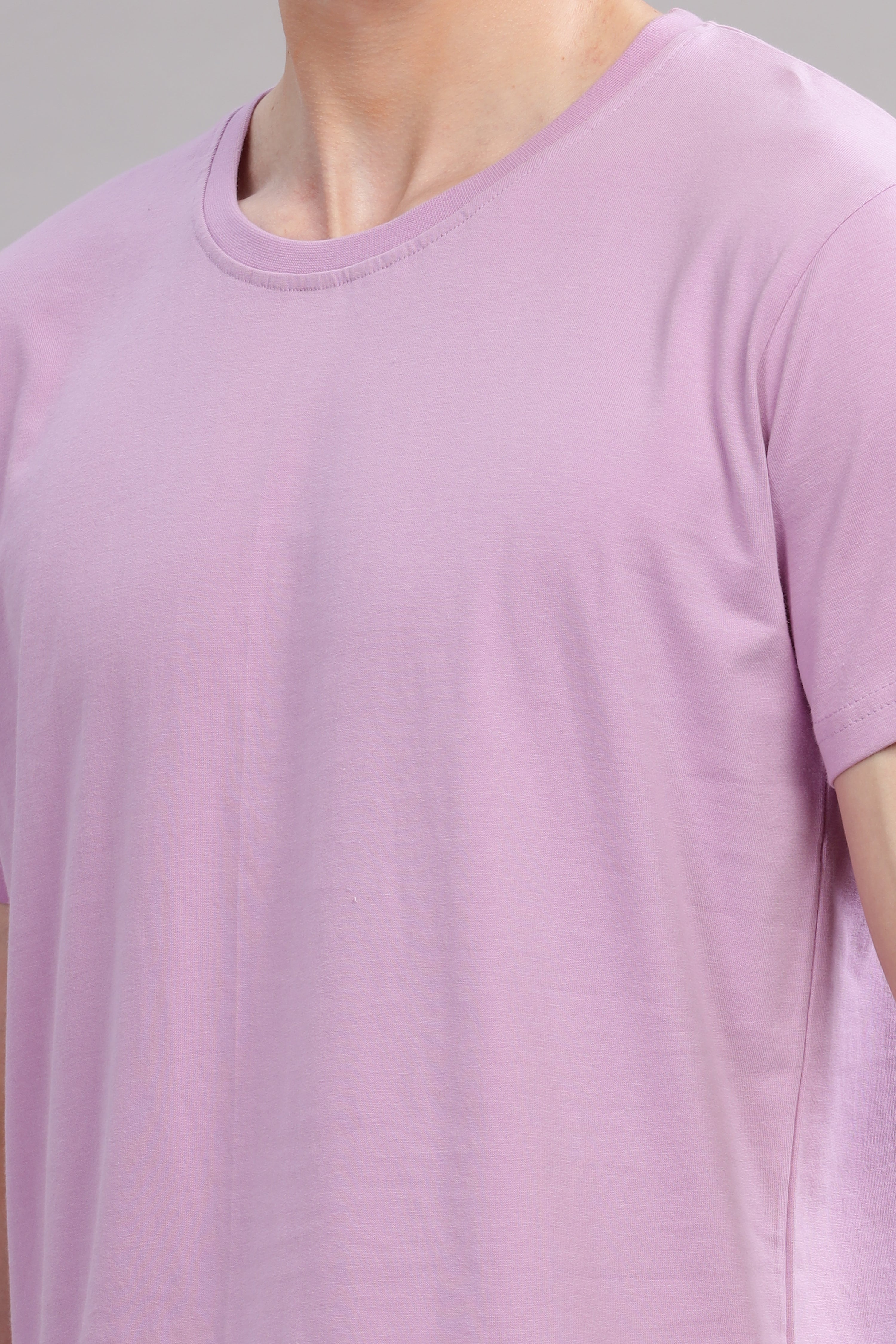 Lavender Grey Plain T-Shirt-2