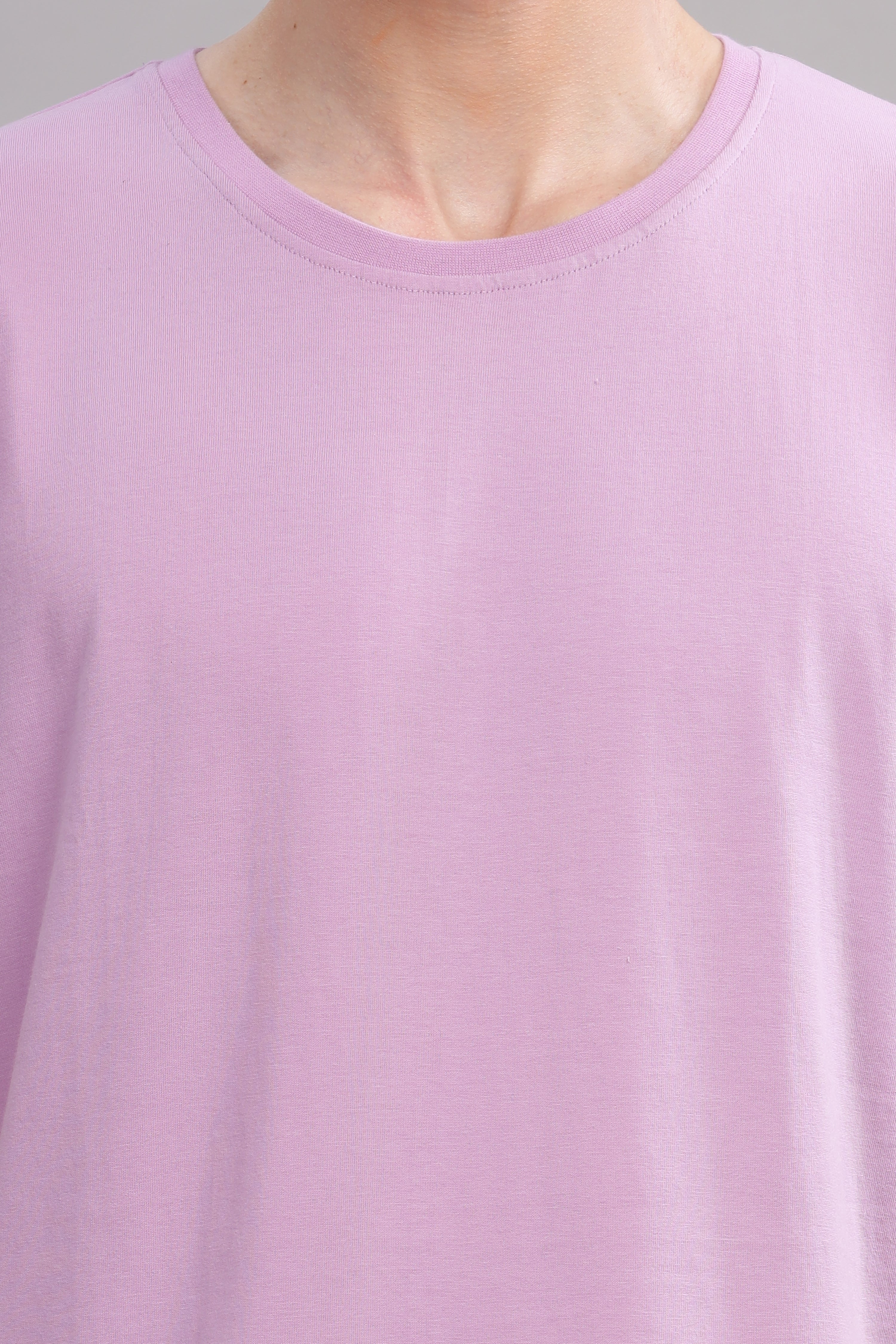 Lavender Grey Plain T-Shirt-2