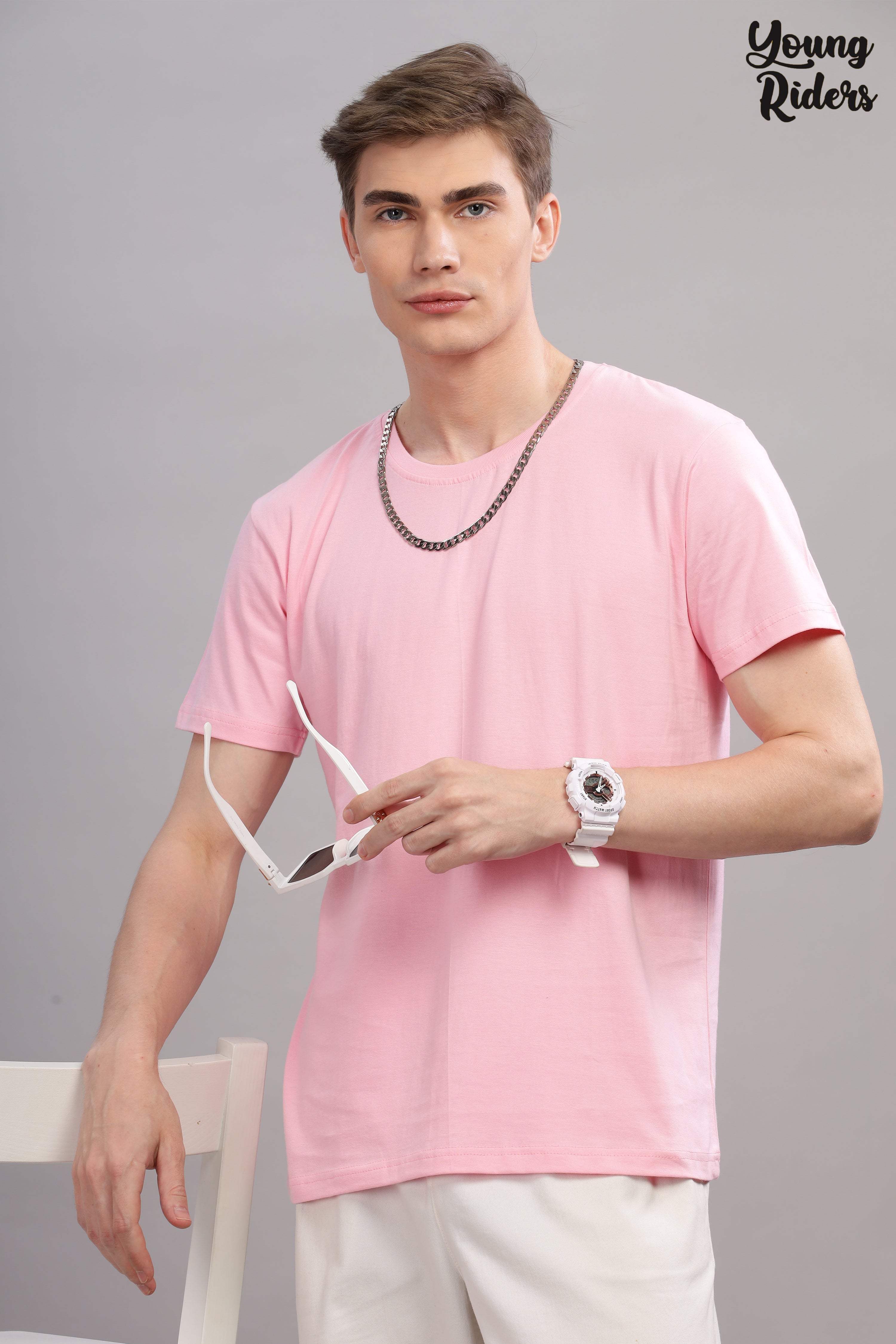 Pink Plain Regular T-Shirt