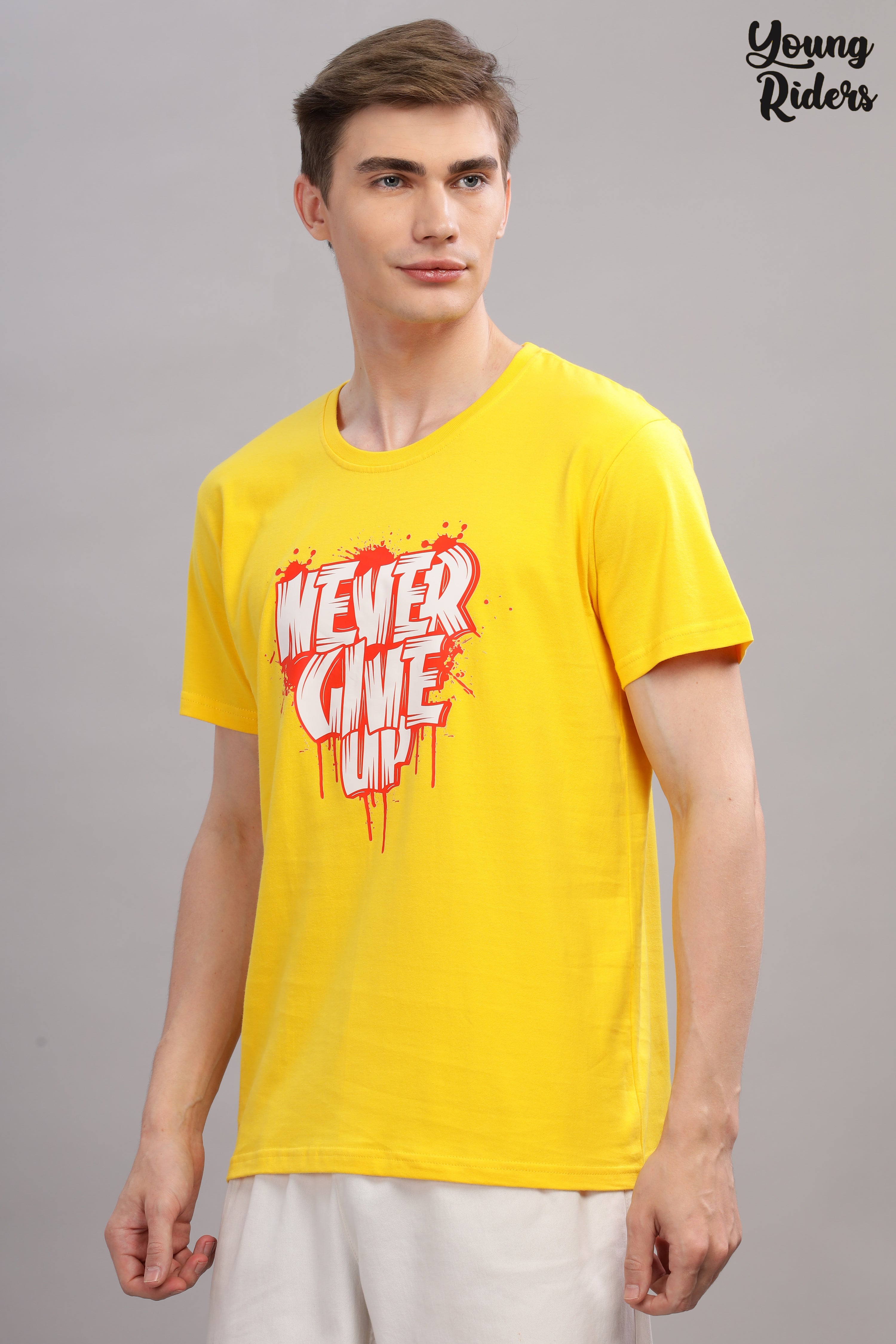 Yellow - Never Give Up Printed T-shirt