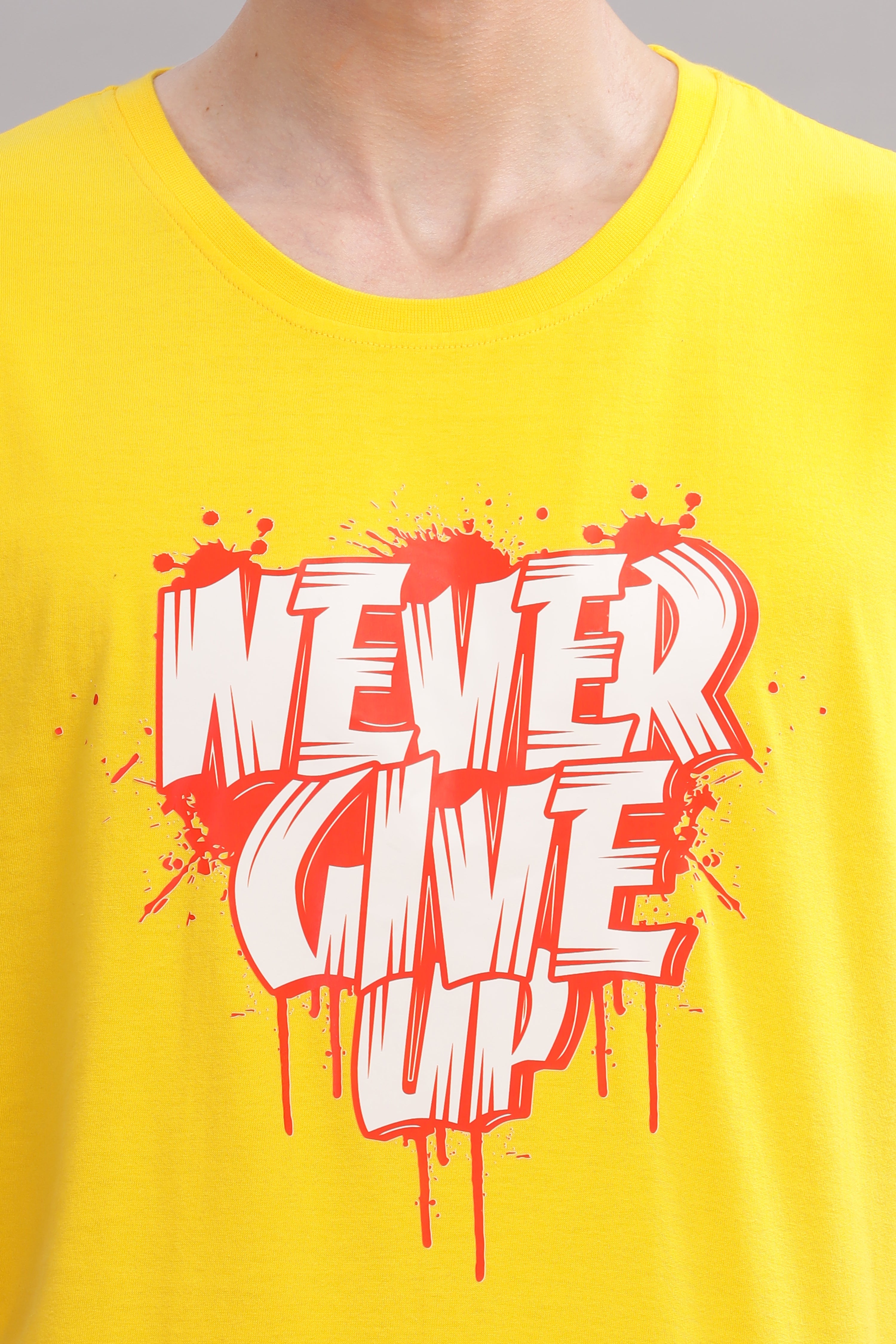 Yellow - Never Give Up Printed T-shirt