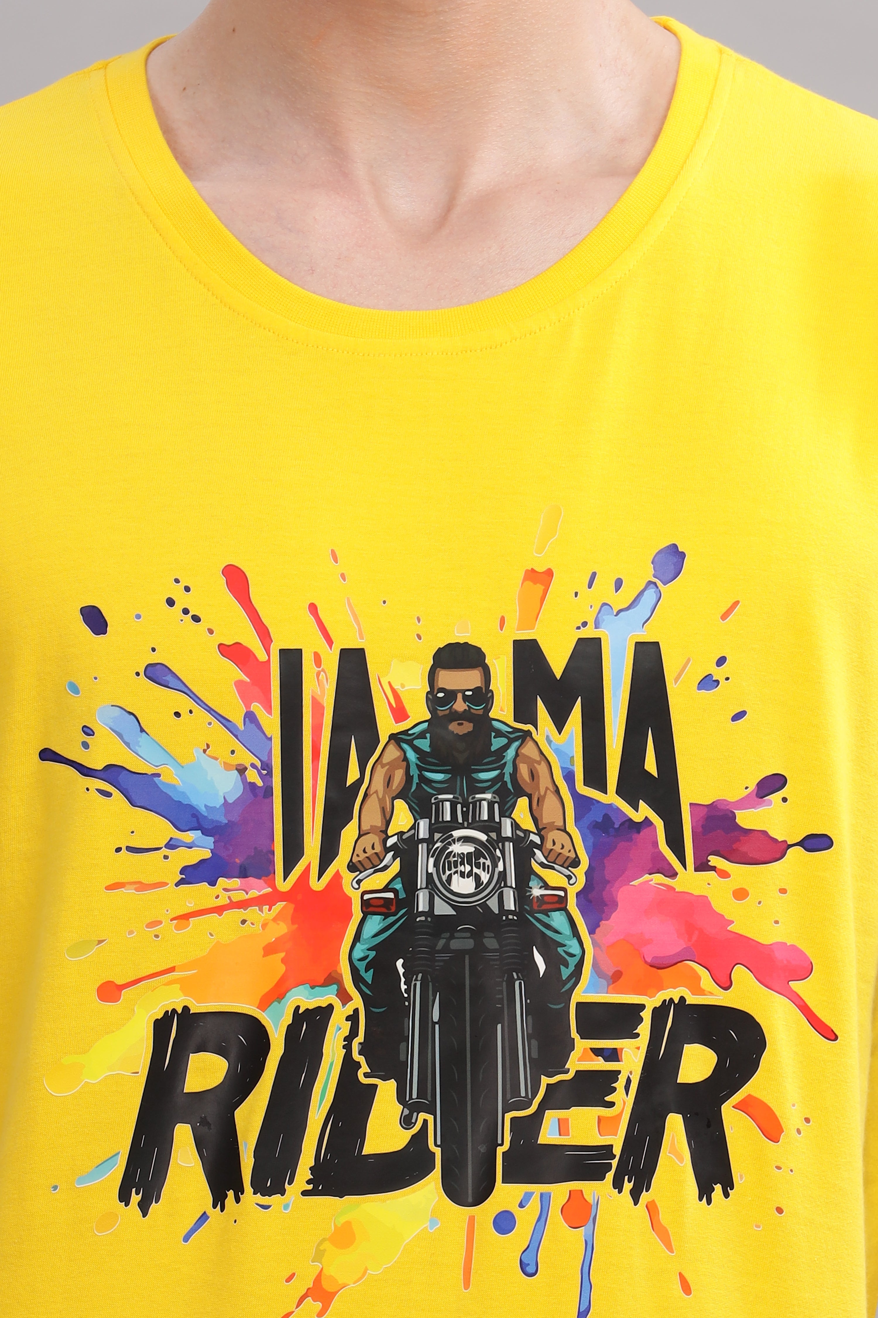 Yellow - Biker Printed T-shirt