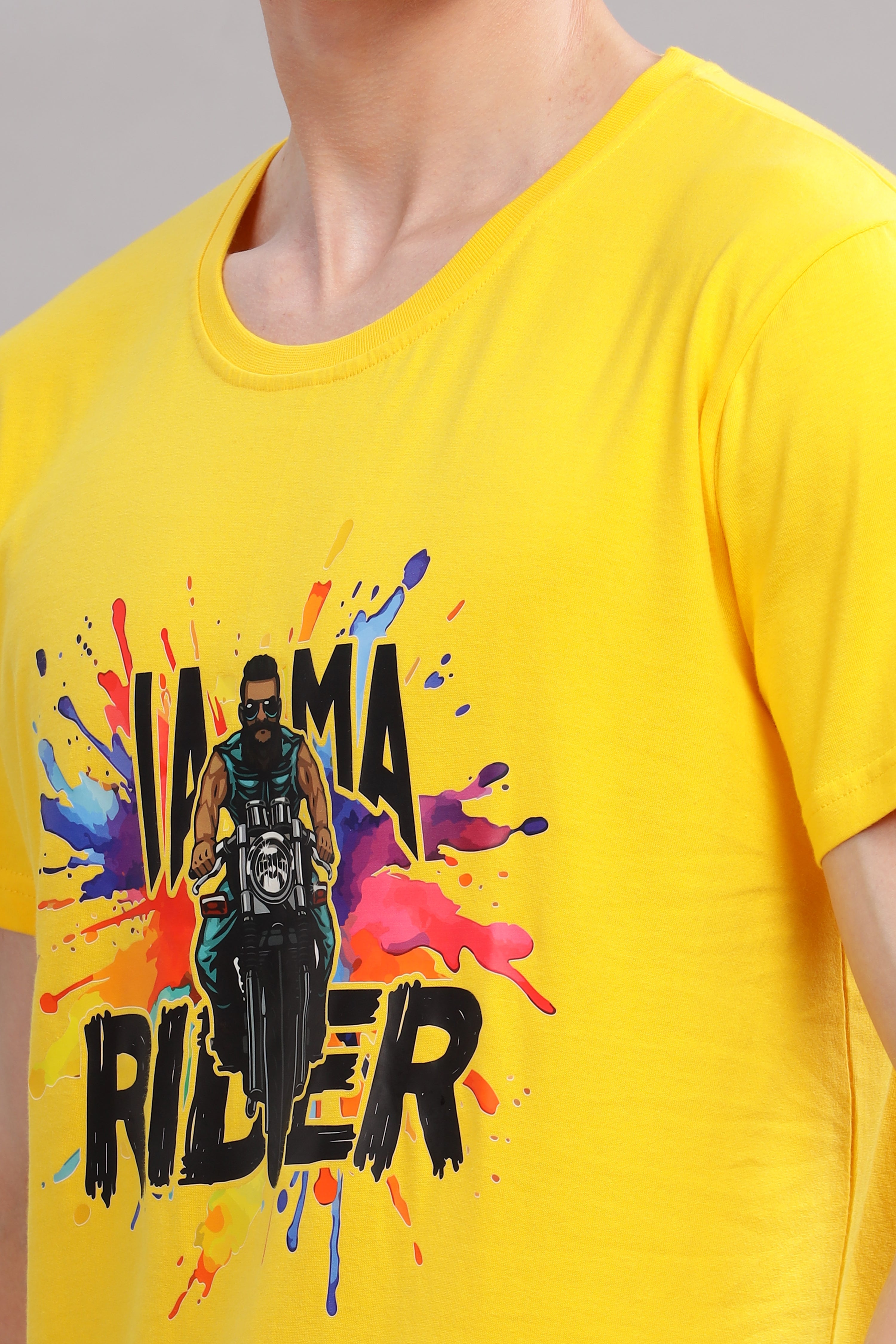 Yellow - Biker Printed T-shirt