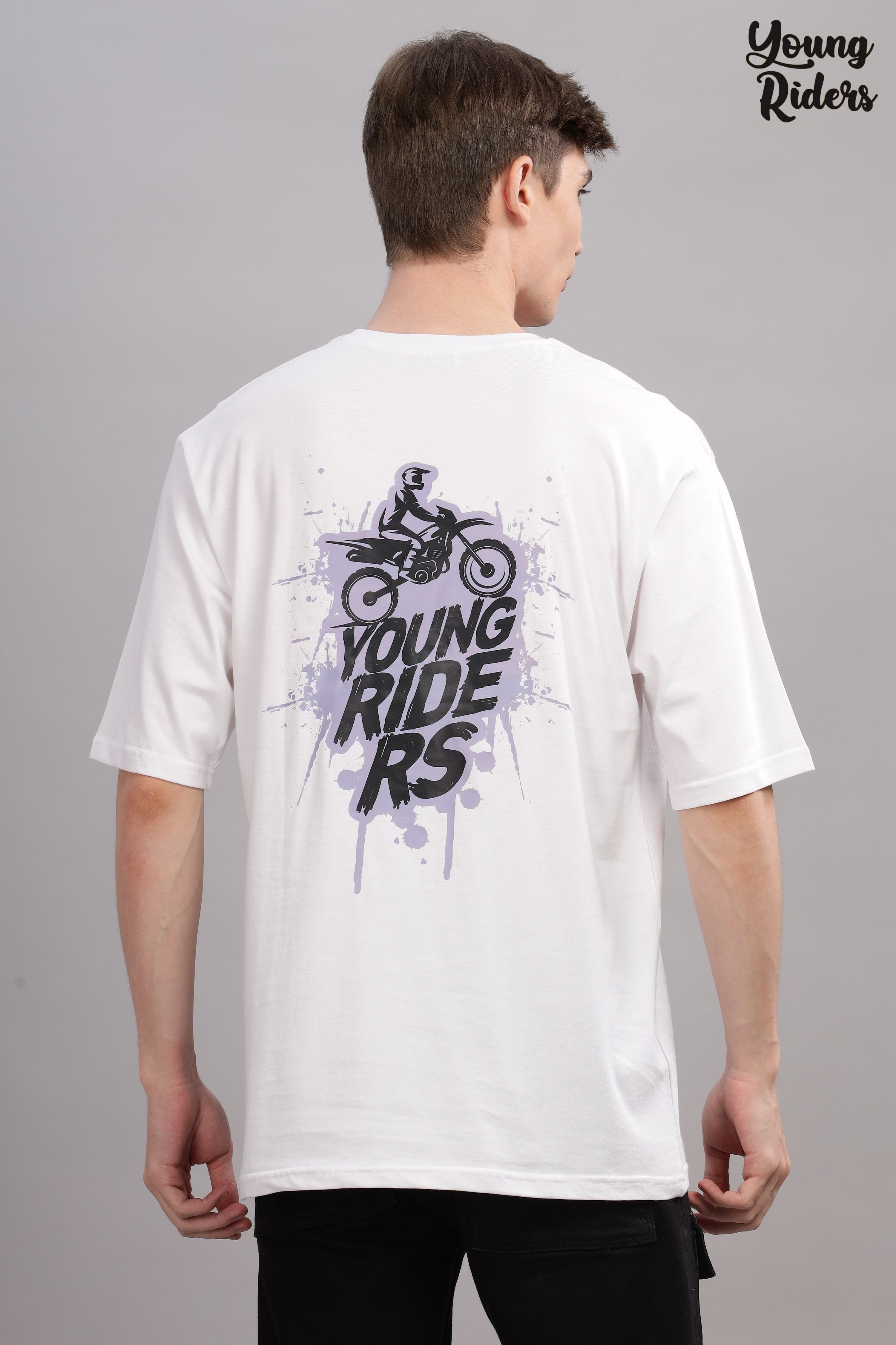 White - Bike Adventure Oversized Printed T-shirt