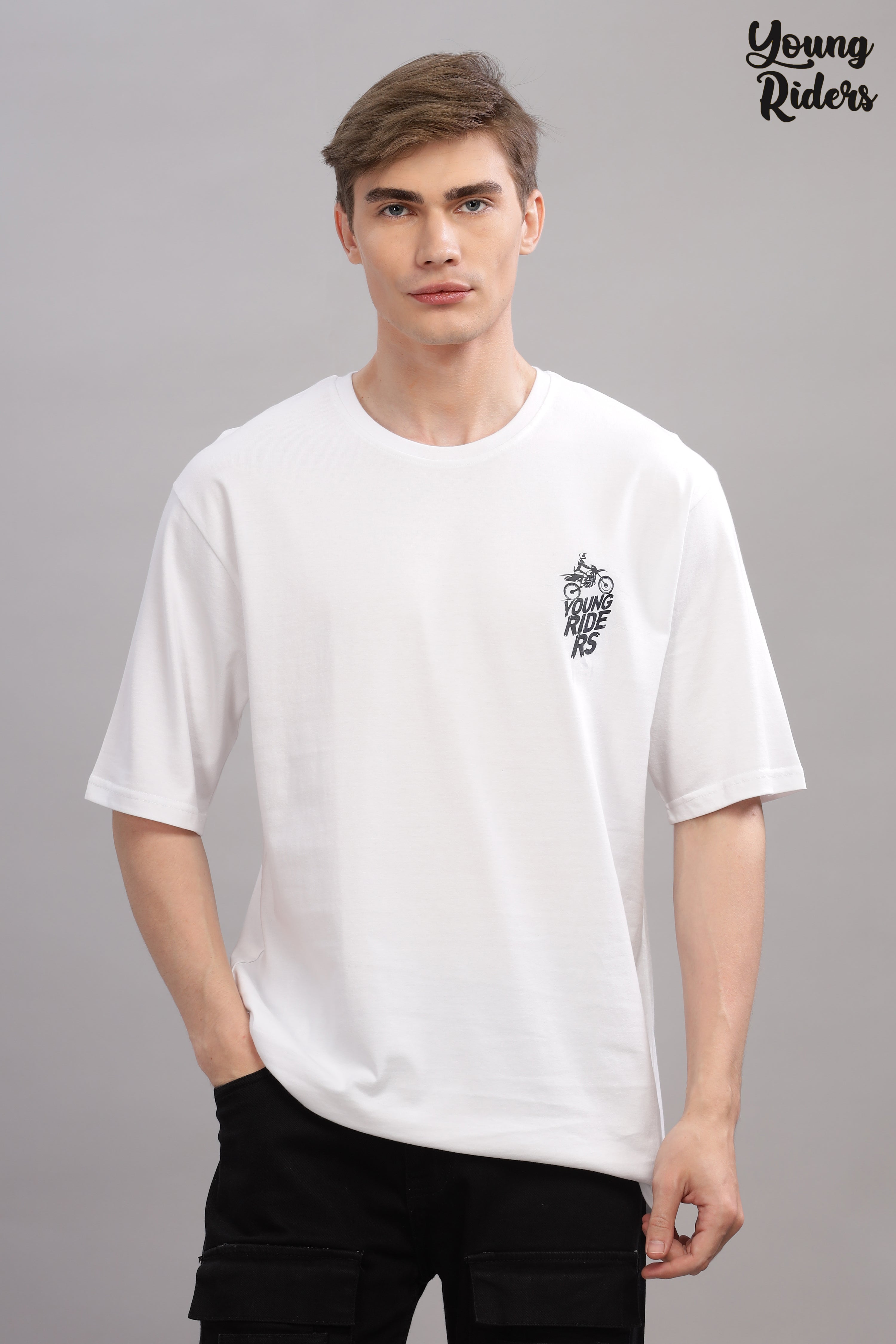 White - Bike Adventure Oversized Printed T-shirt