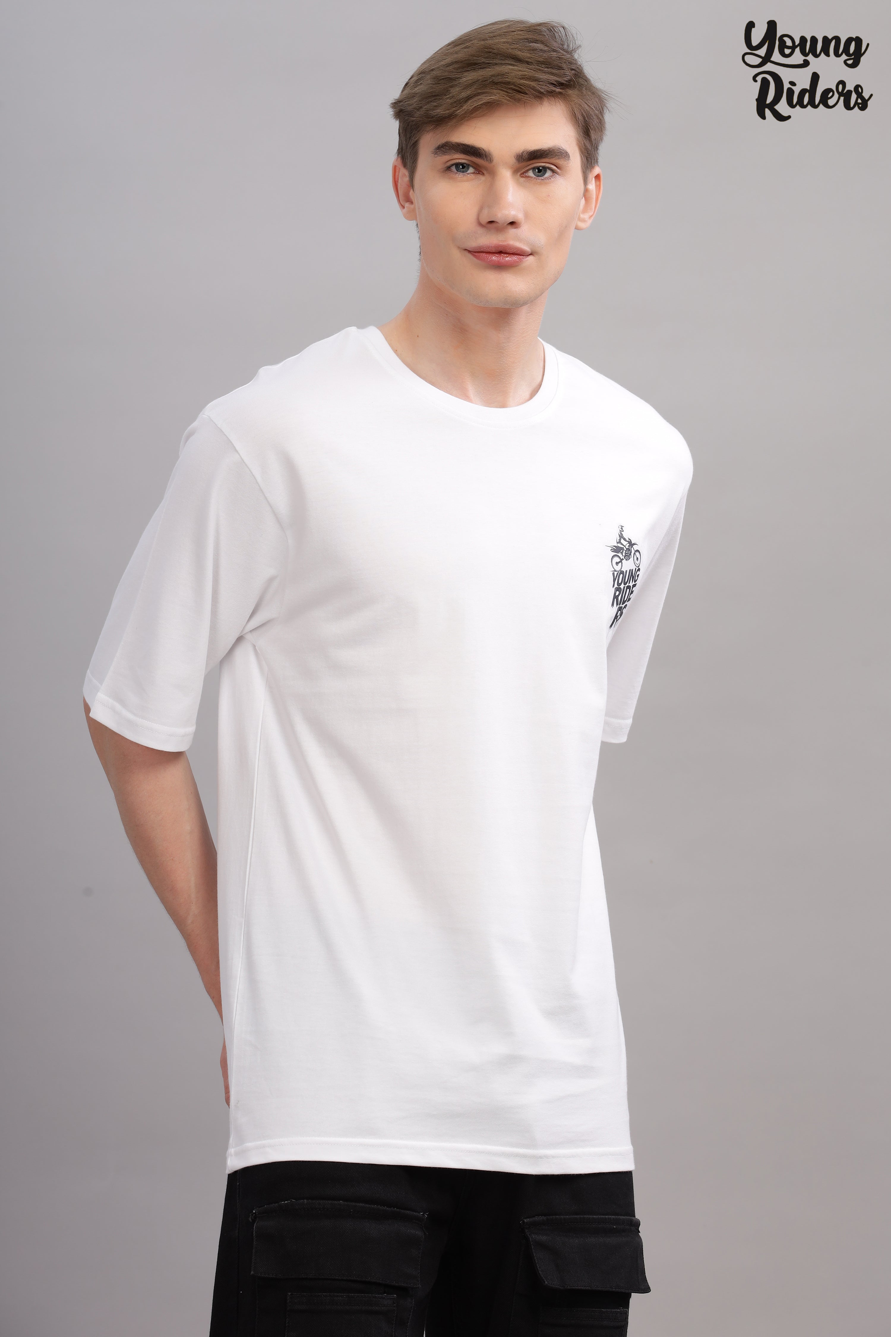 White - Bike Adventure Oversized Printed T-shirt