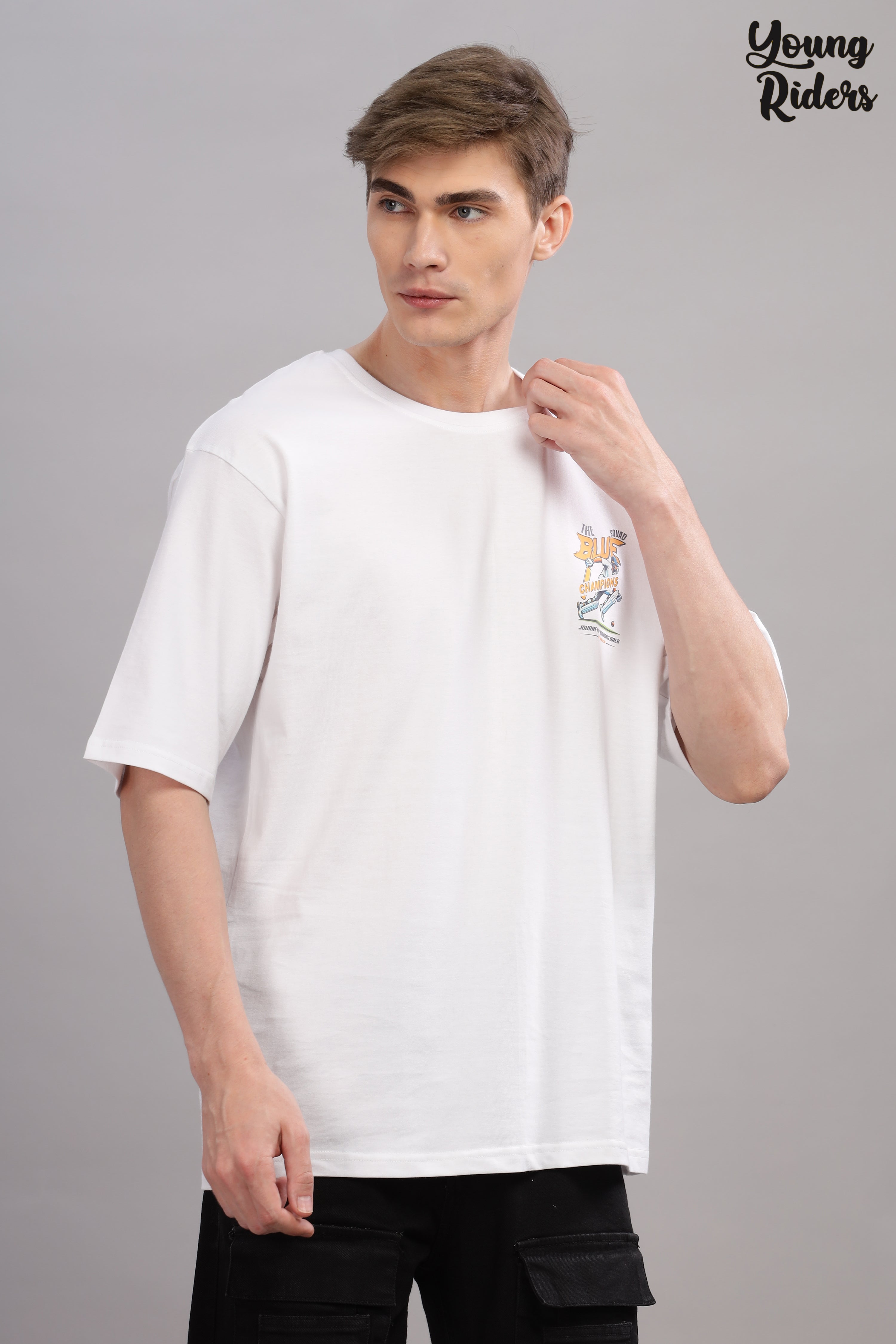 White - Cricket Champions Oversized Printed T-shirt