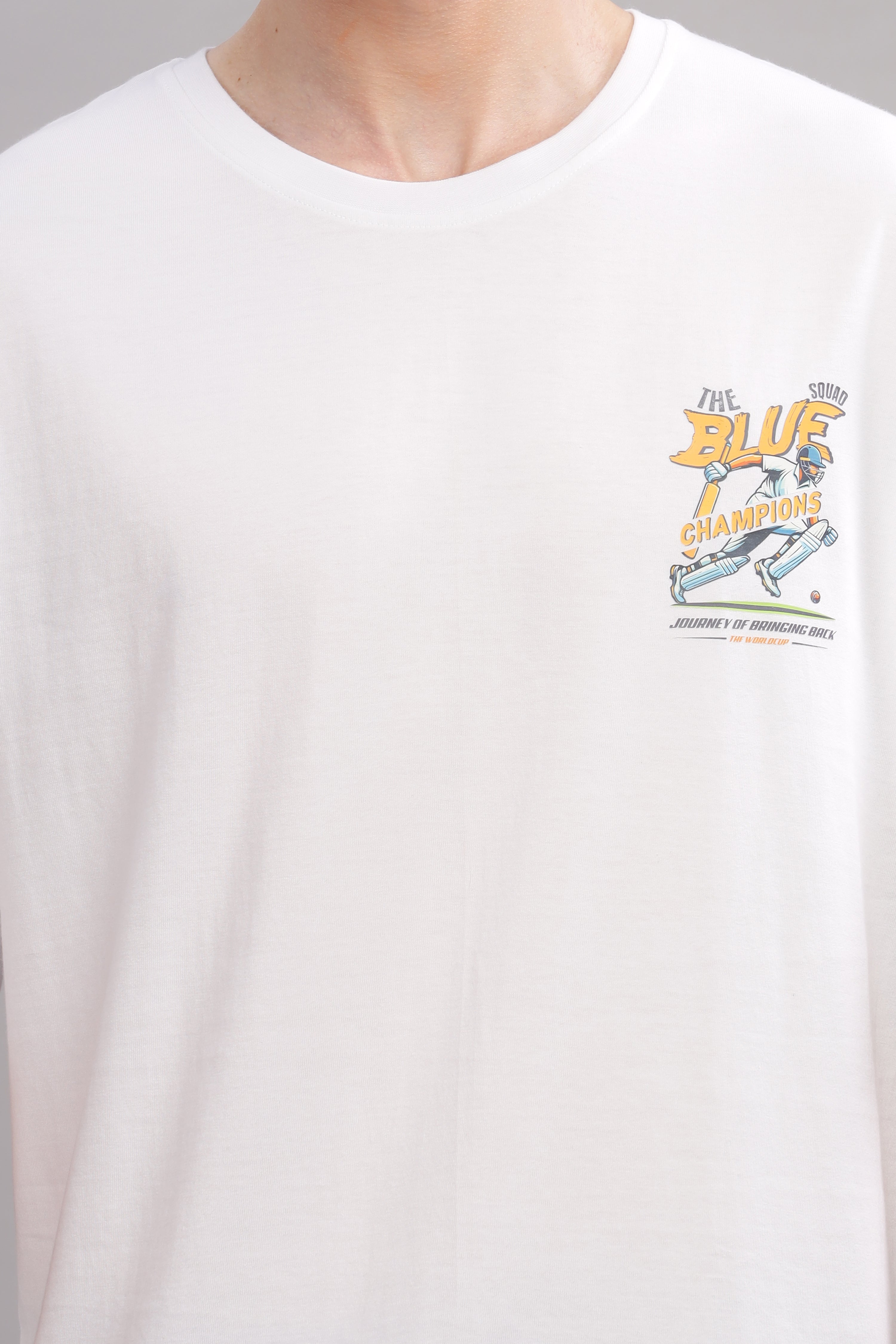 White - Cricket Champions Oversized Printed T-shirt