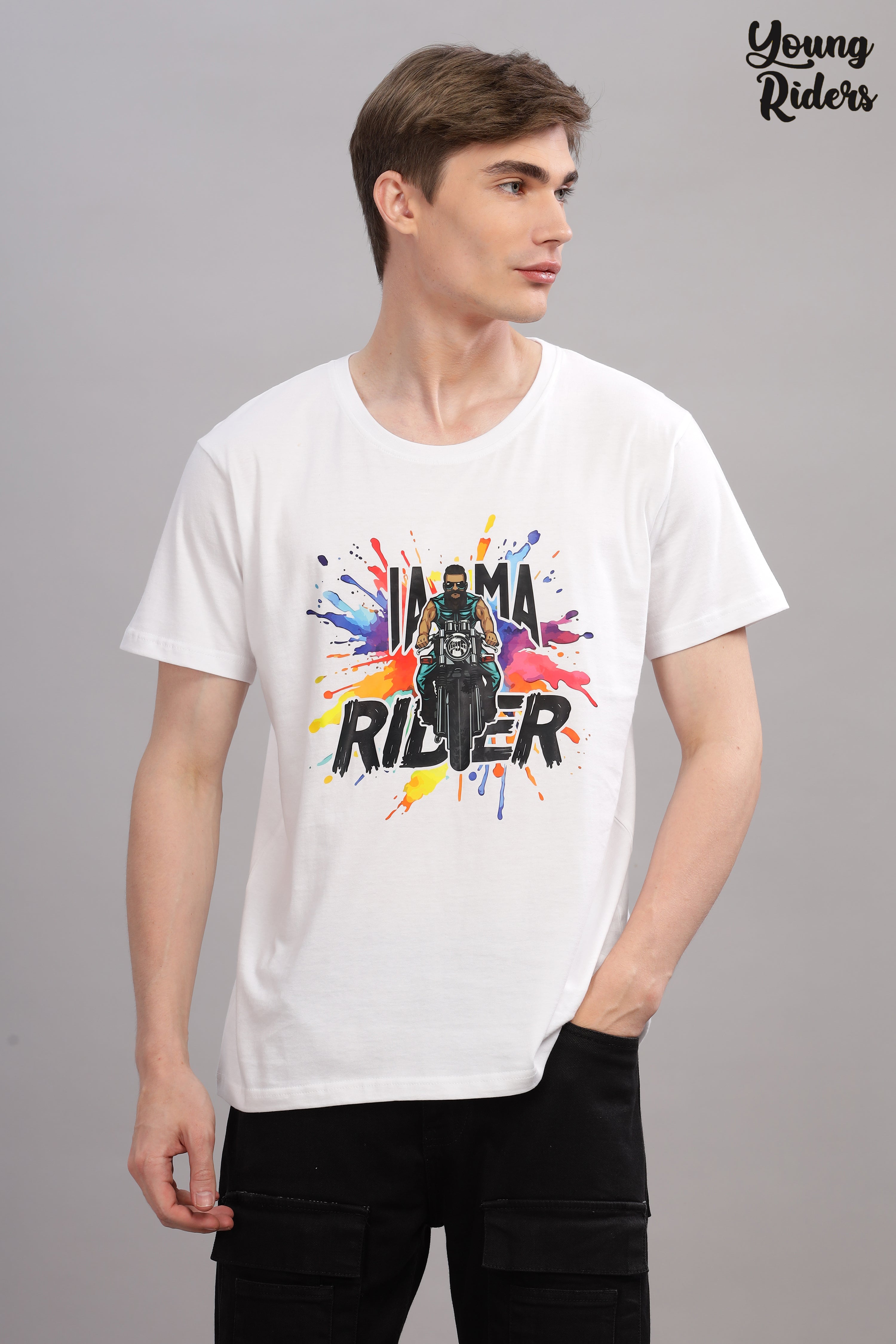 White - Biker Printed T-shirt