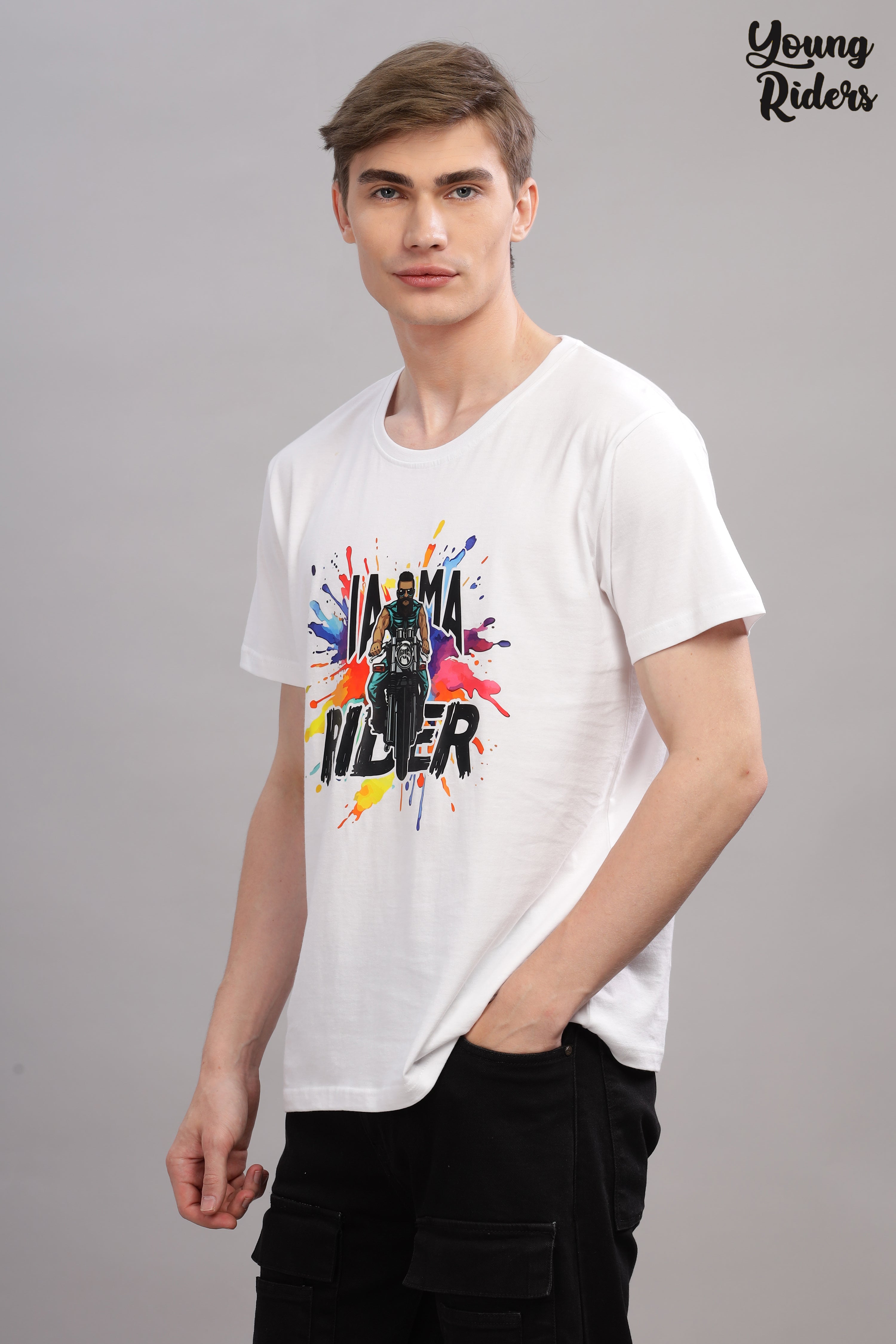 White - Biker Printed T-shirt