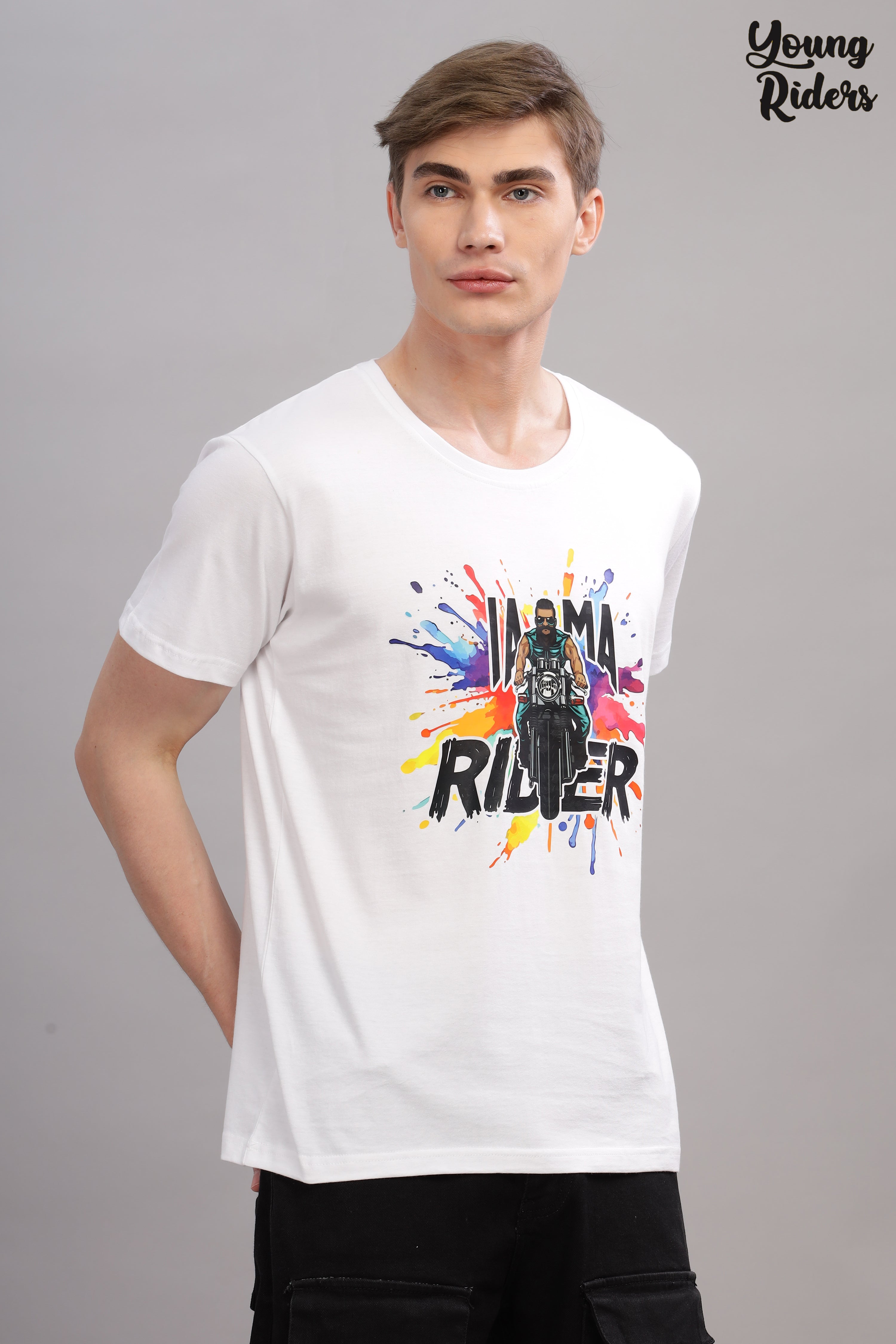 White - Biker Printed T-shirt