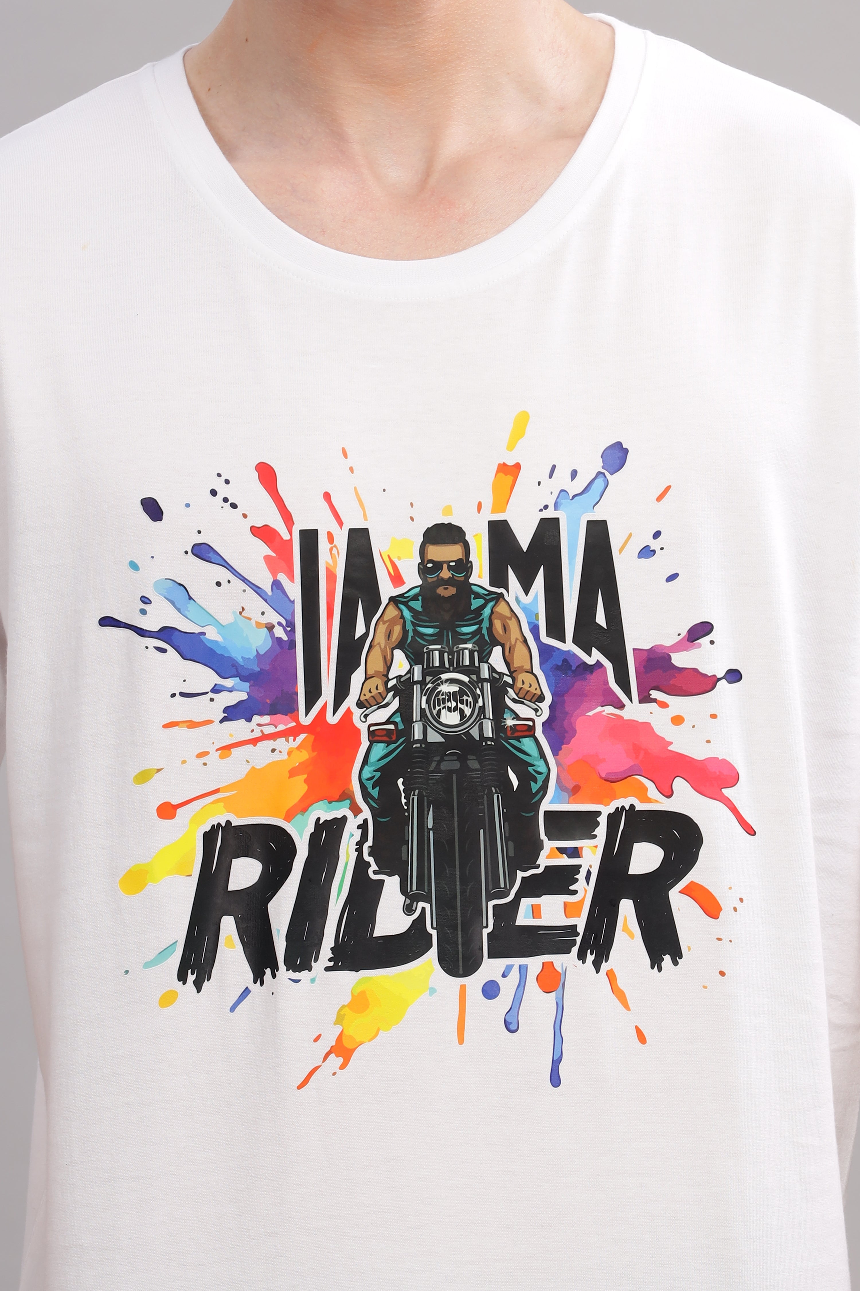 White - Biker Printed T-shirt