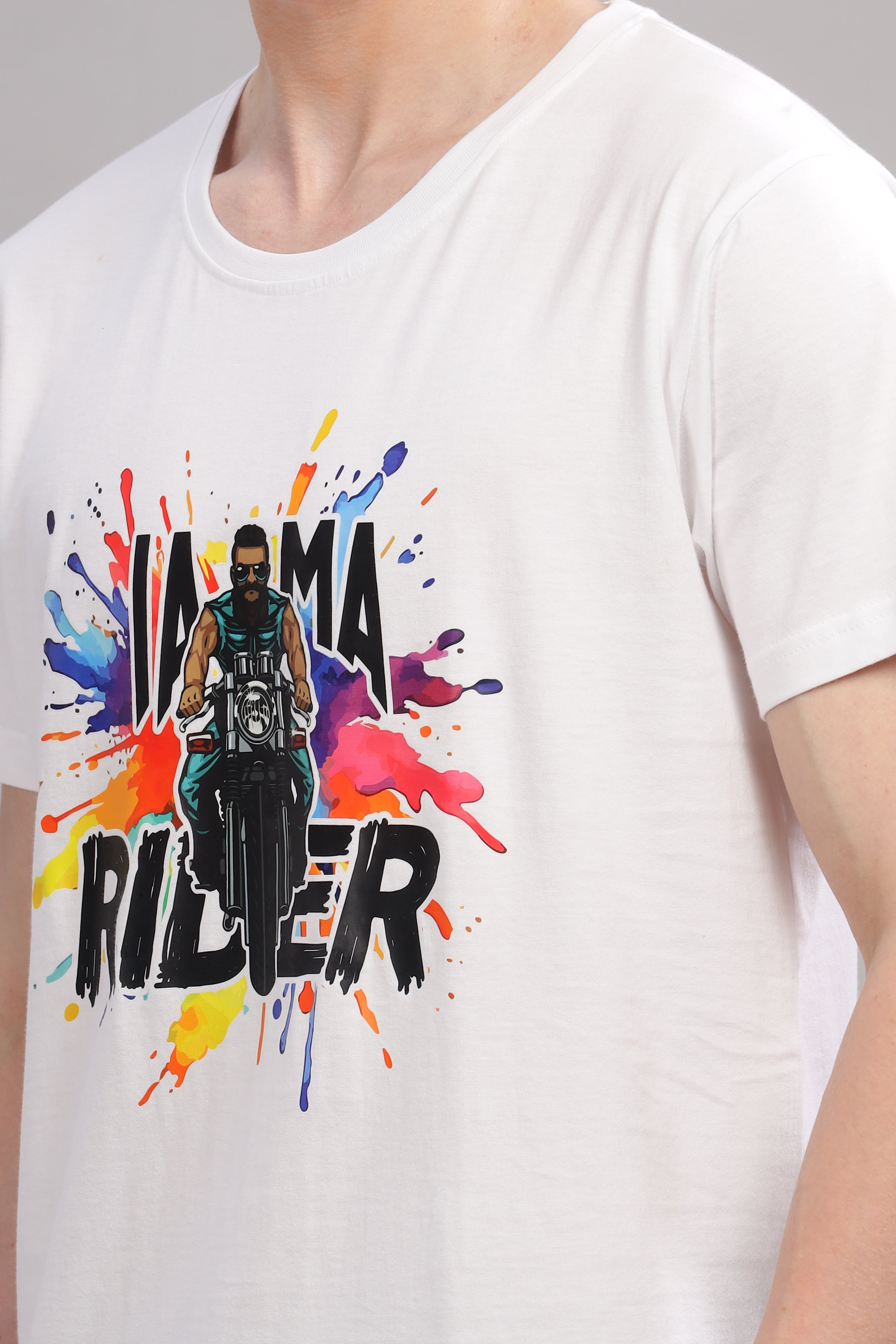 White - Biker Printed T-shirt