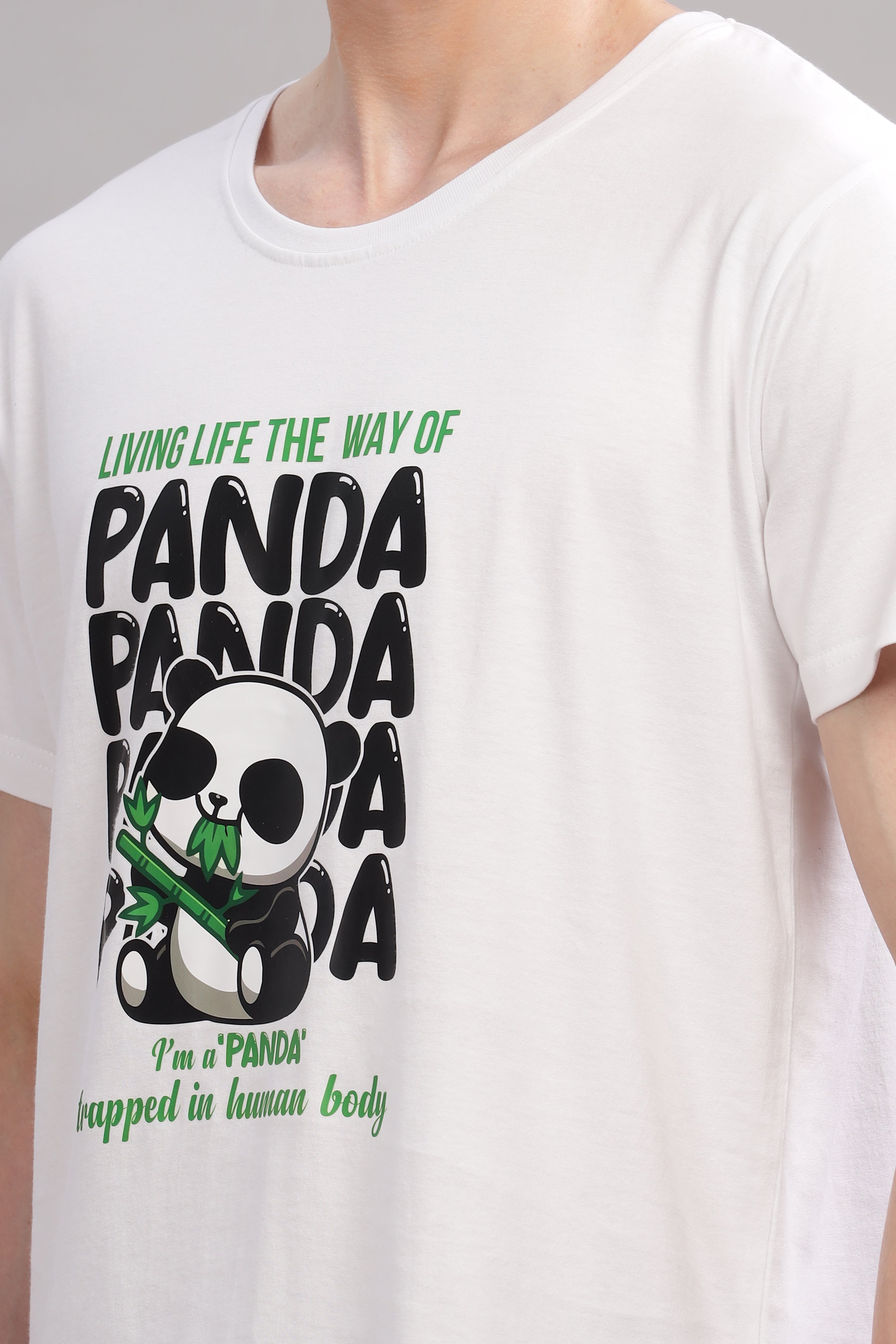 White - Panda Printed T-shirt