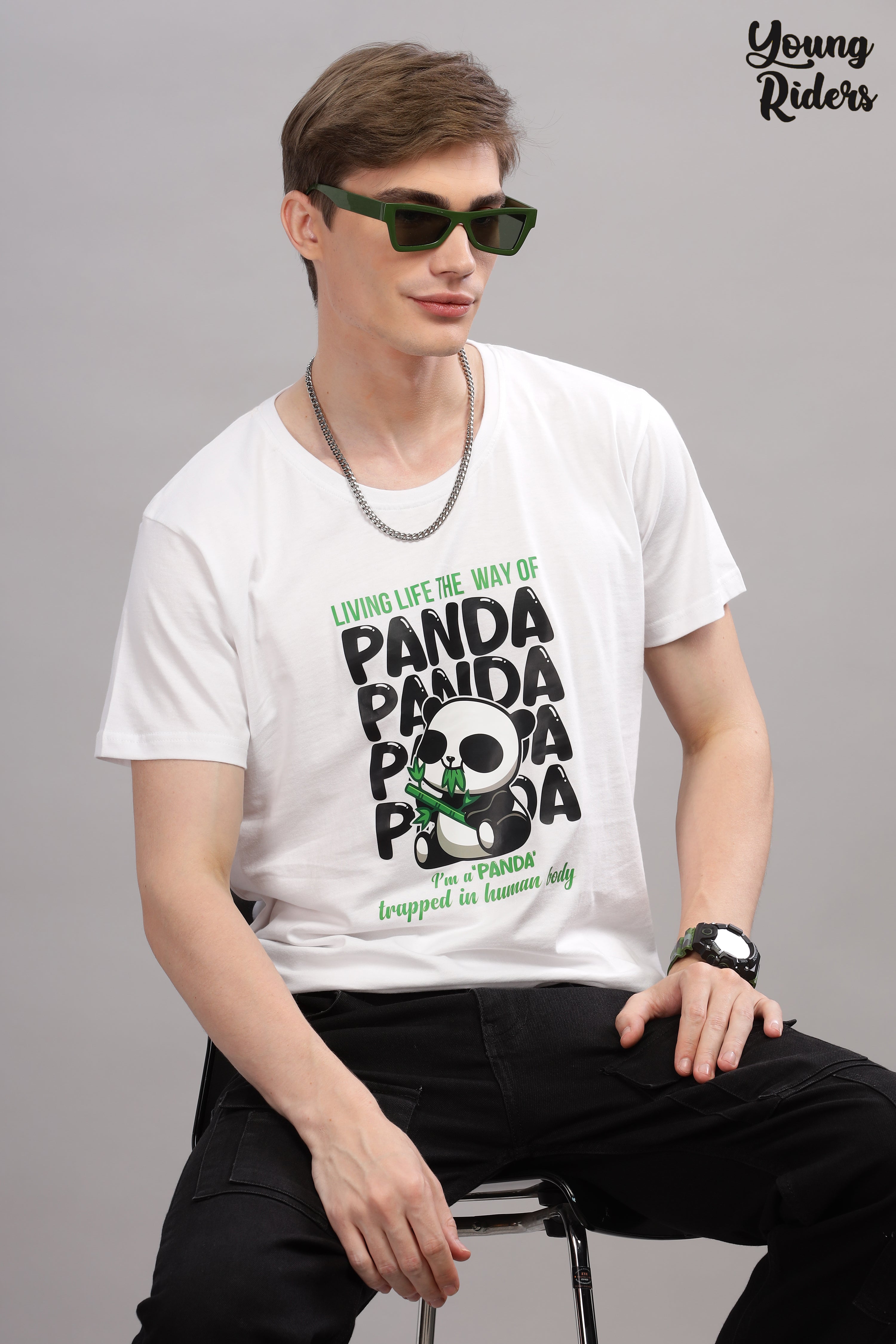 White - Panda Printed T-shirt