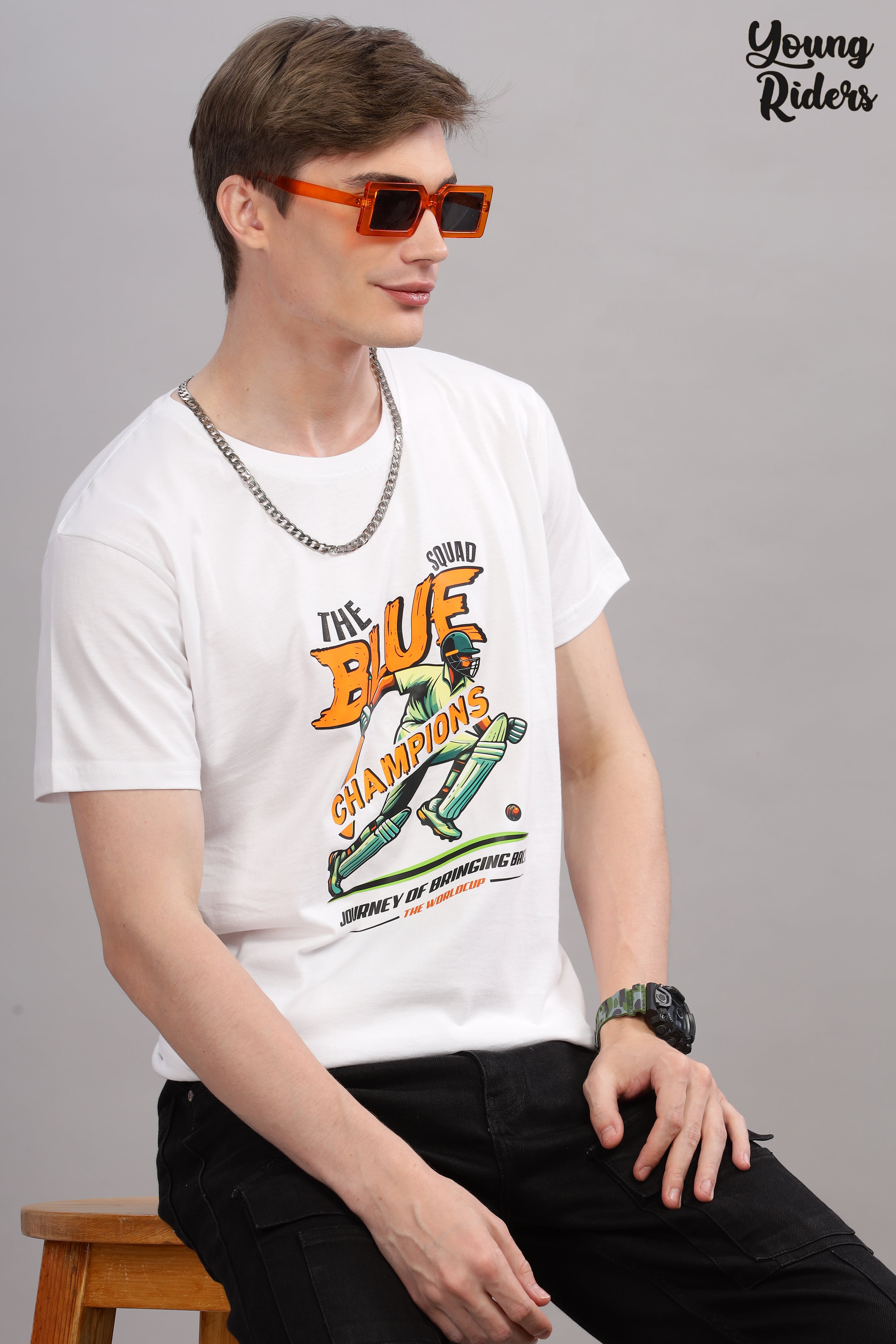 White - Cricket Champions Printed T-shirt