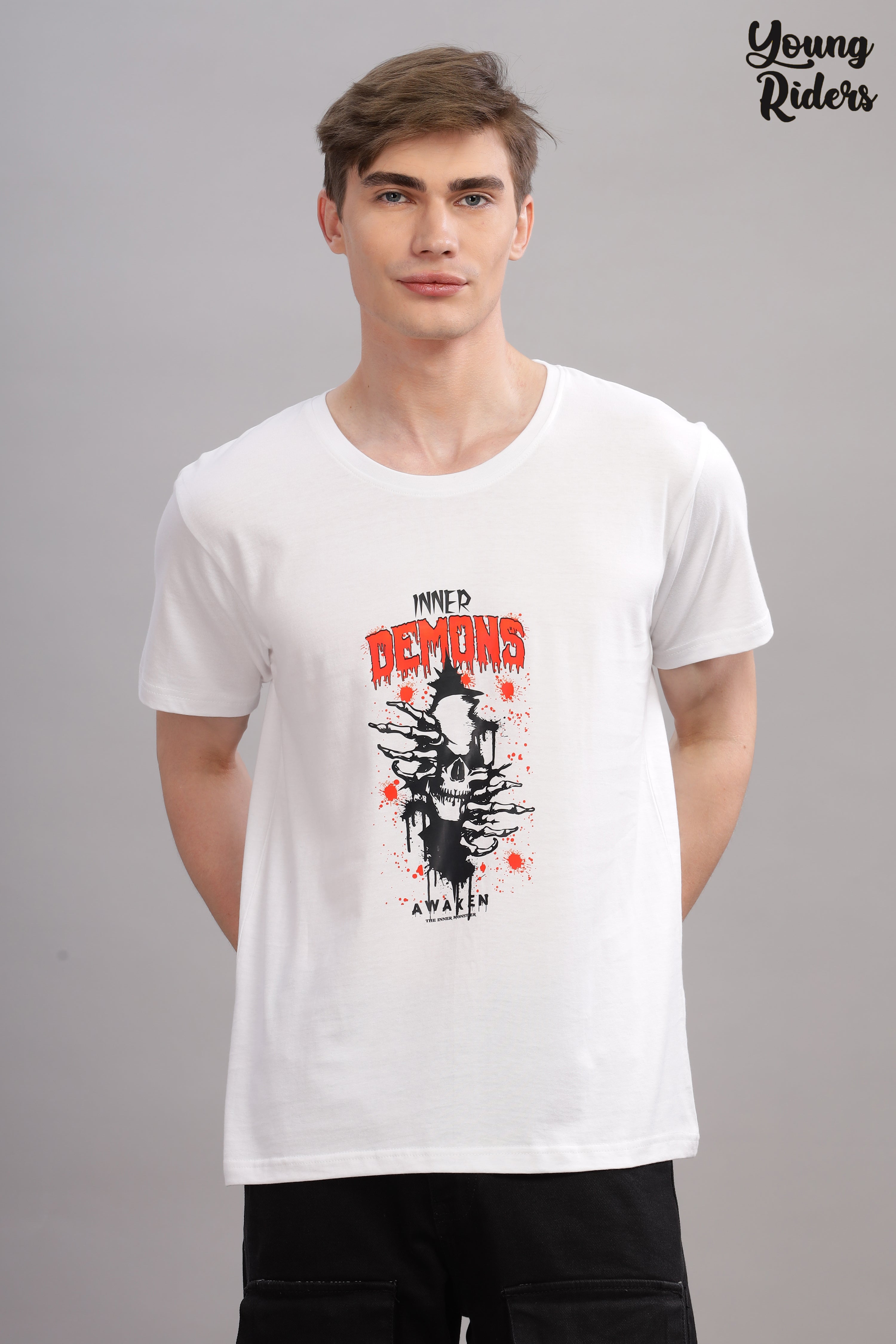 White - Demon Printed T-shirt