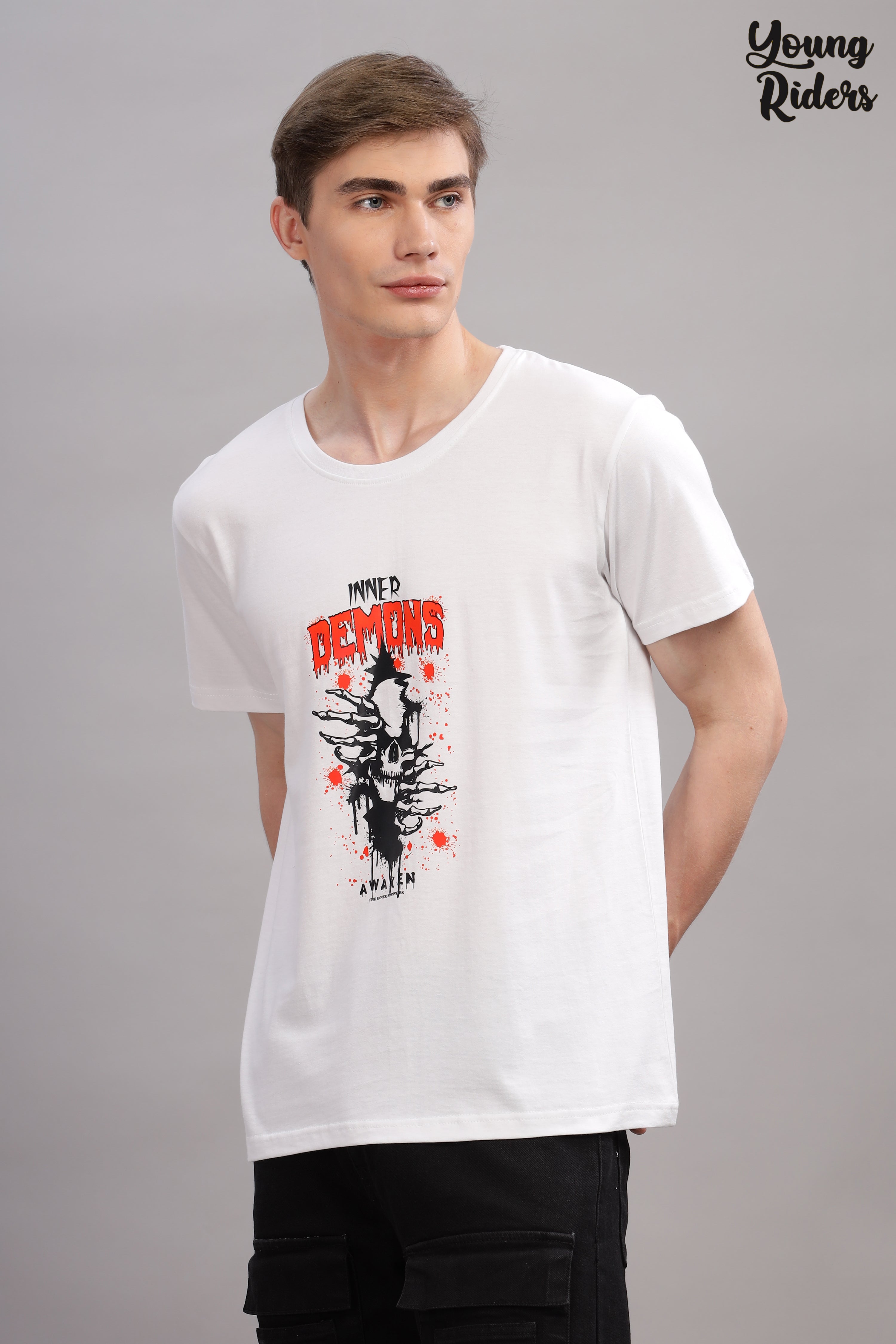 White - Demon Printed T-shirt