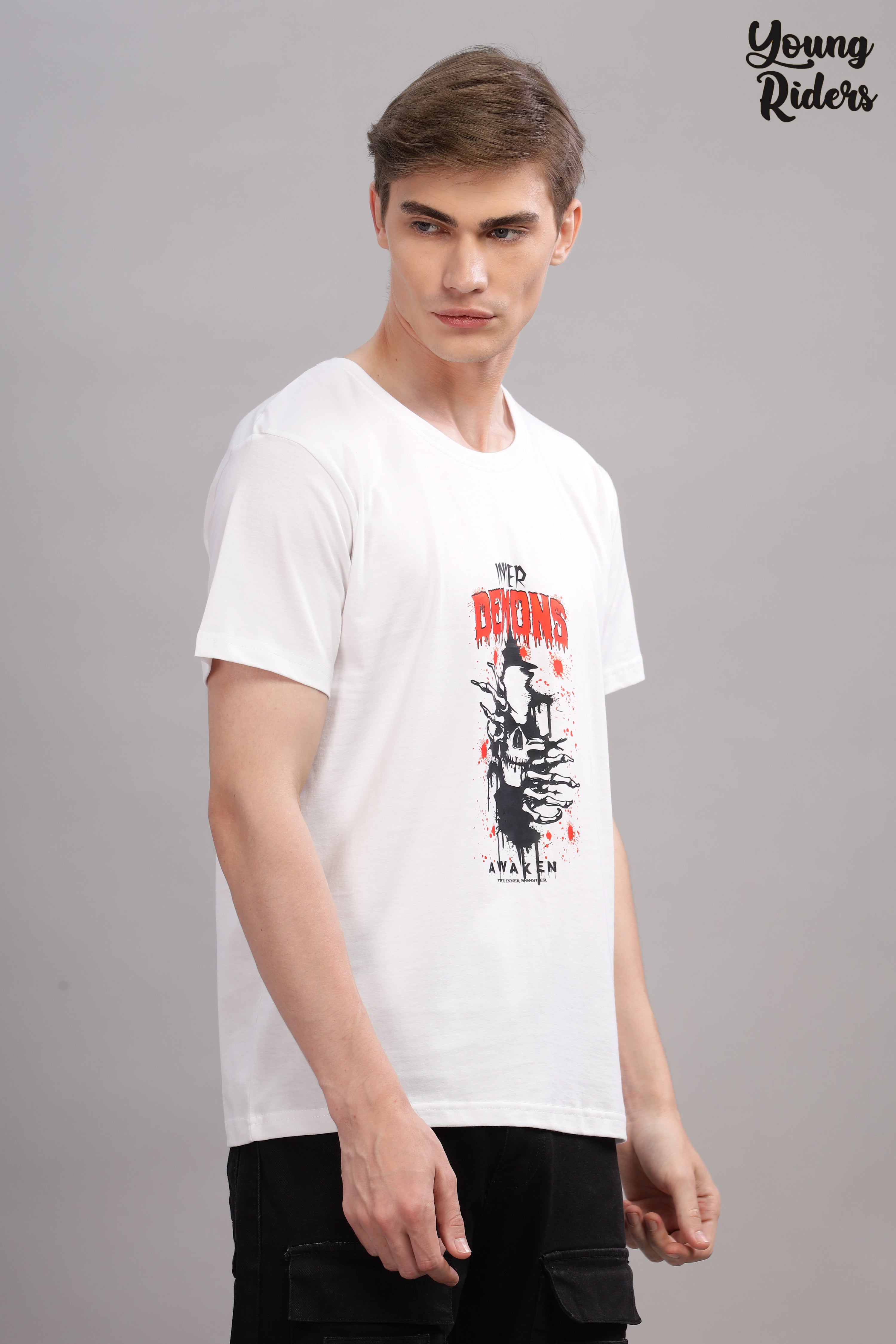 White - Demon Printed T-shirt