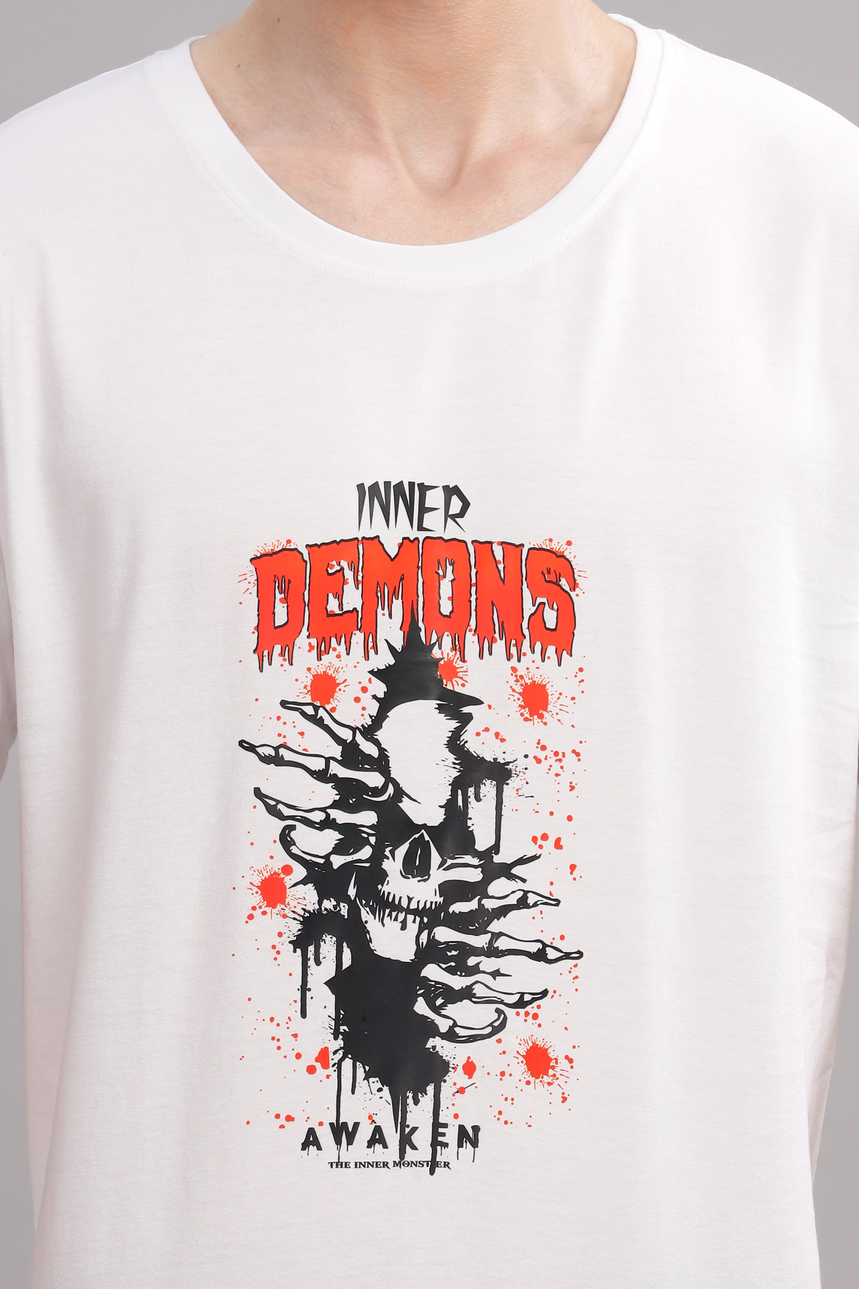 White - Demon Printed T-shirt