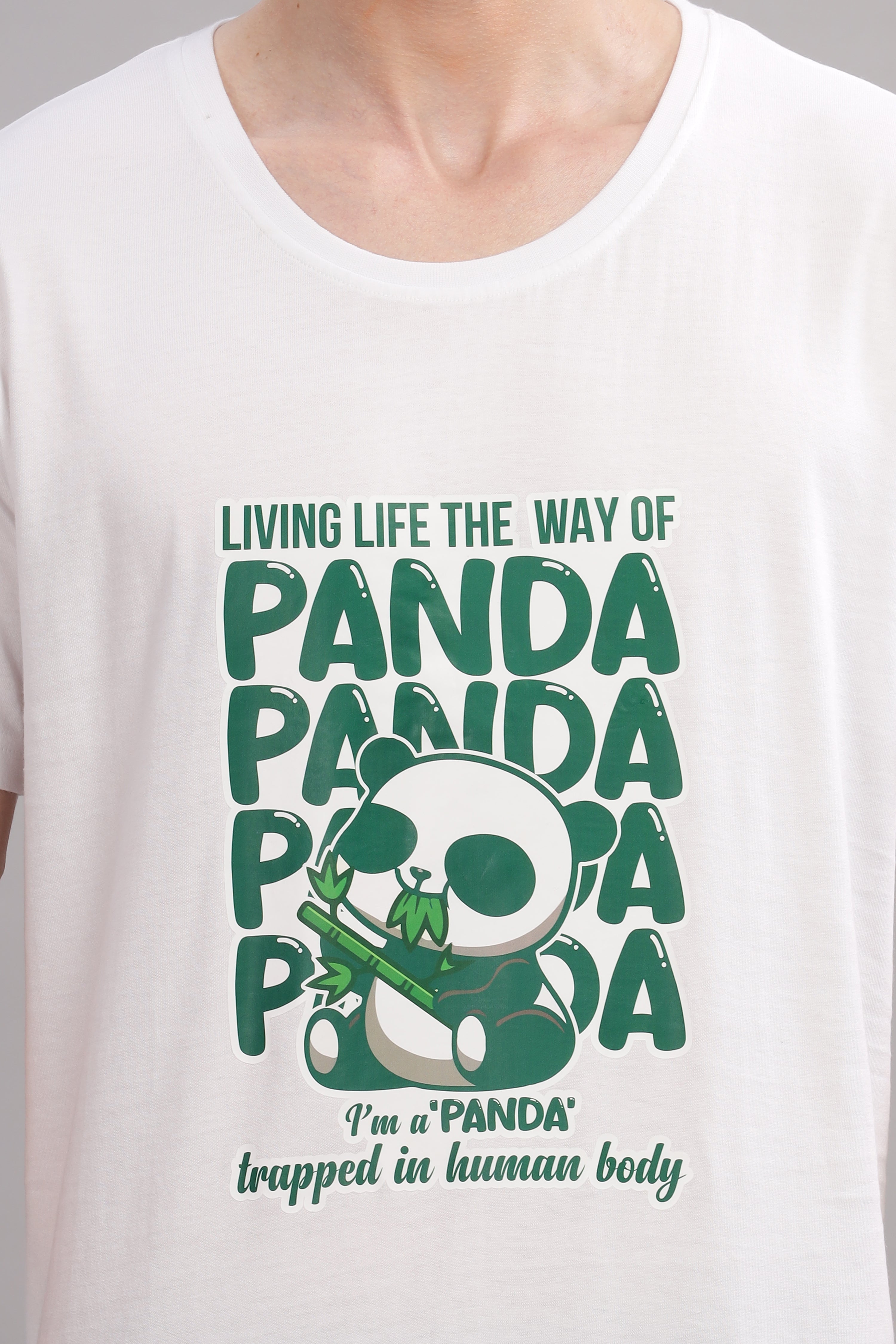 White - Panda Printed T-shirt