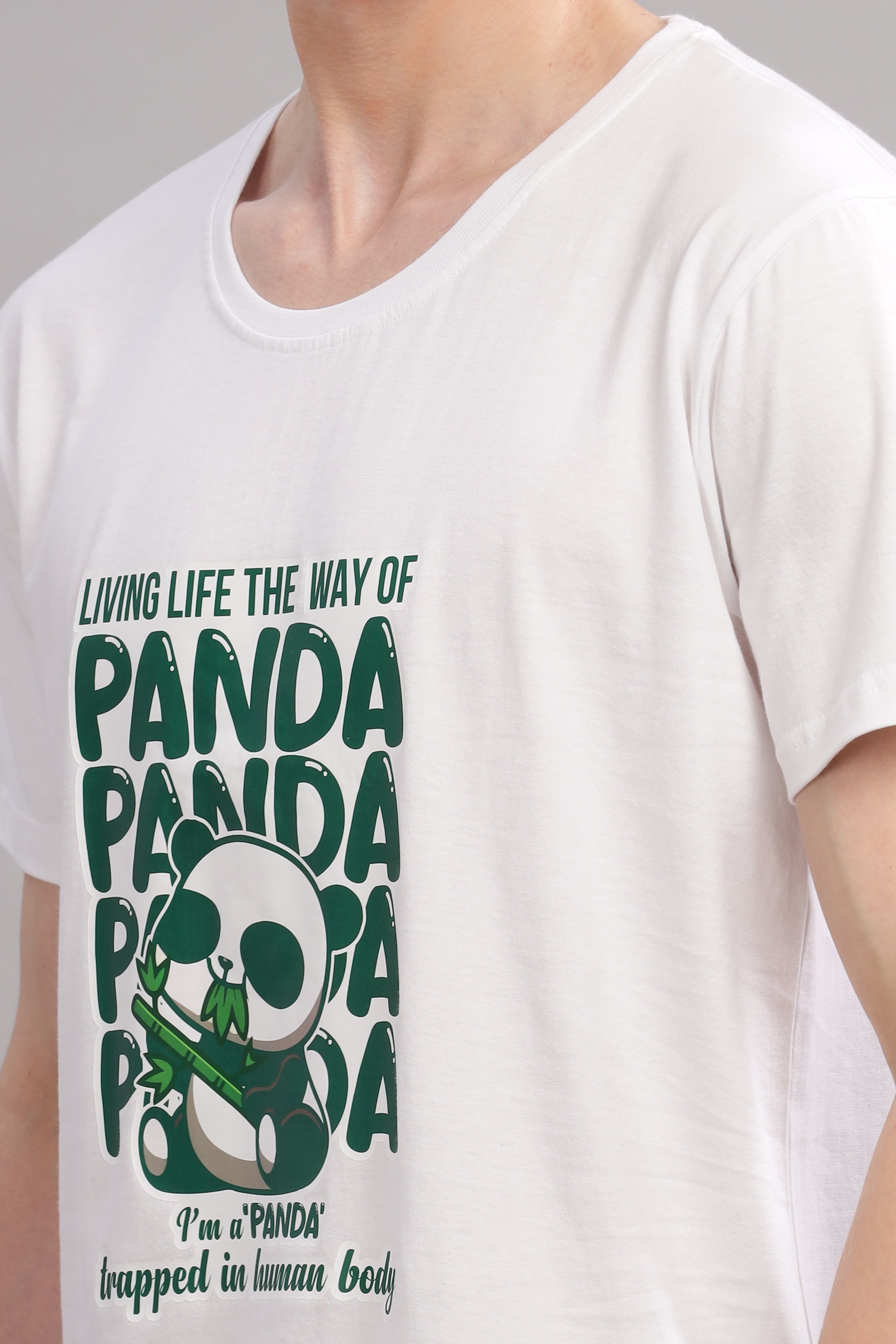 White - Panda Printed T-shirt