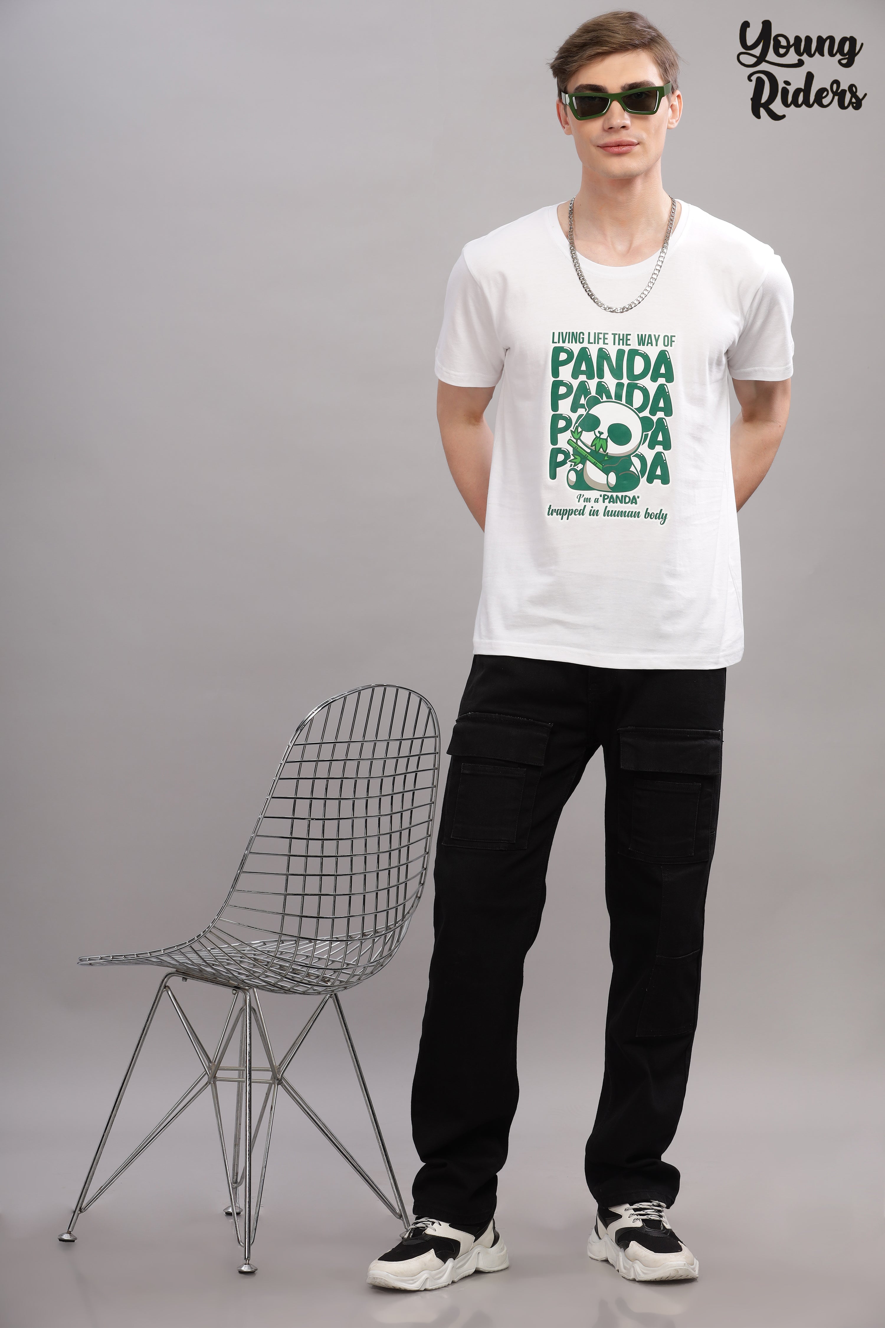 White - Panda Printed T-shirt