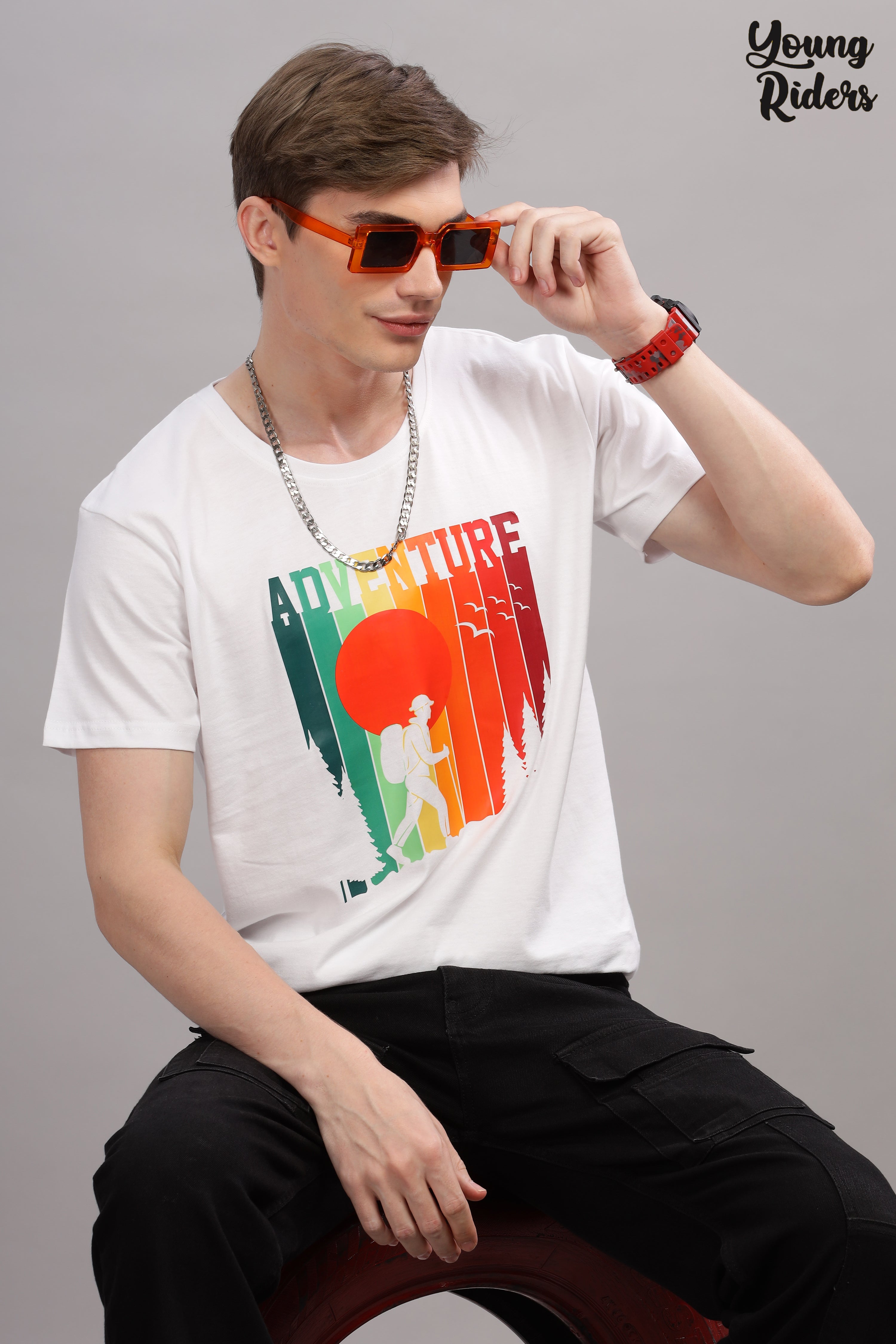 White - Adventure Printed T-shirt