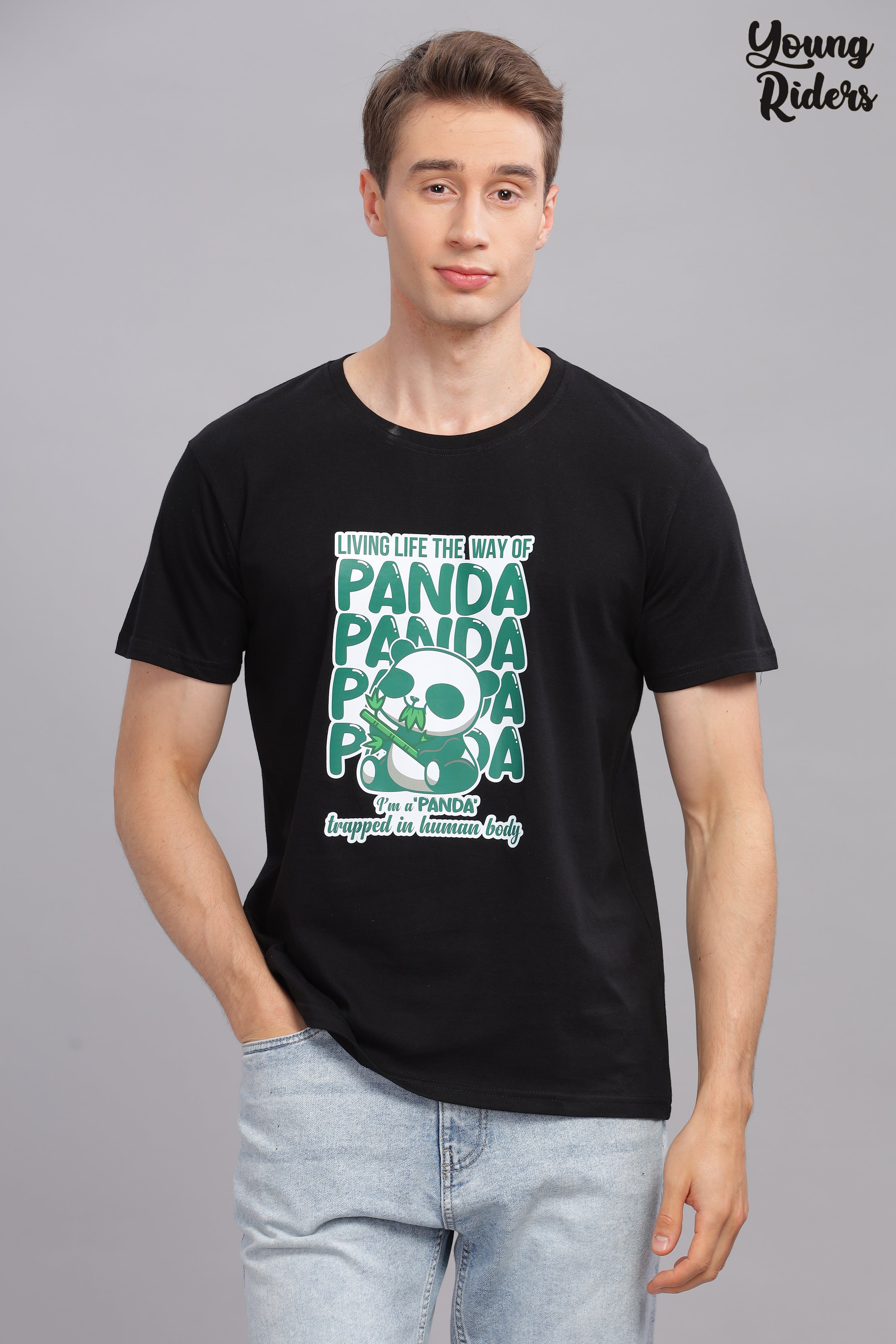 Black - Panda Printed T-shirt