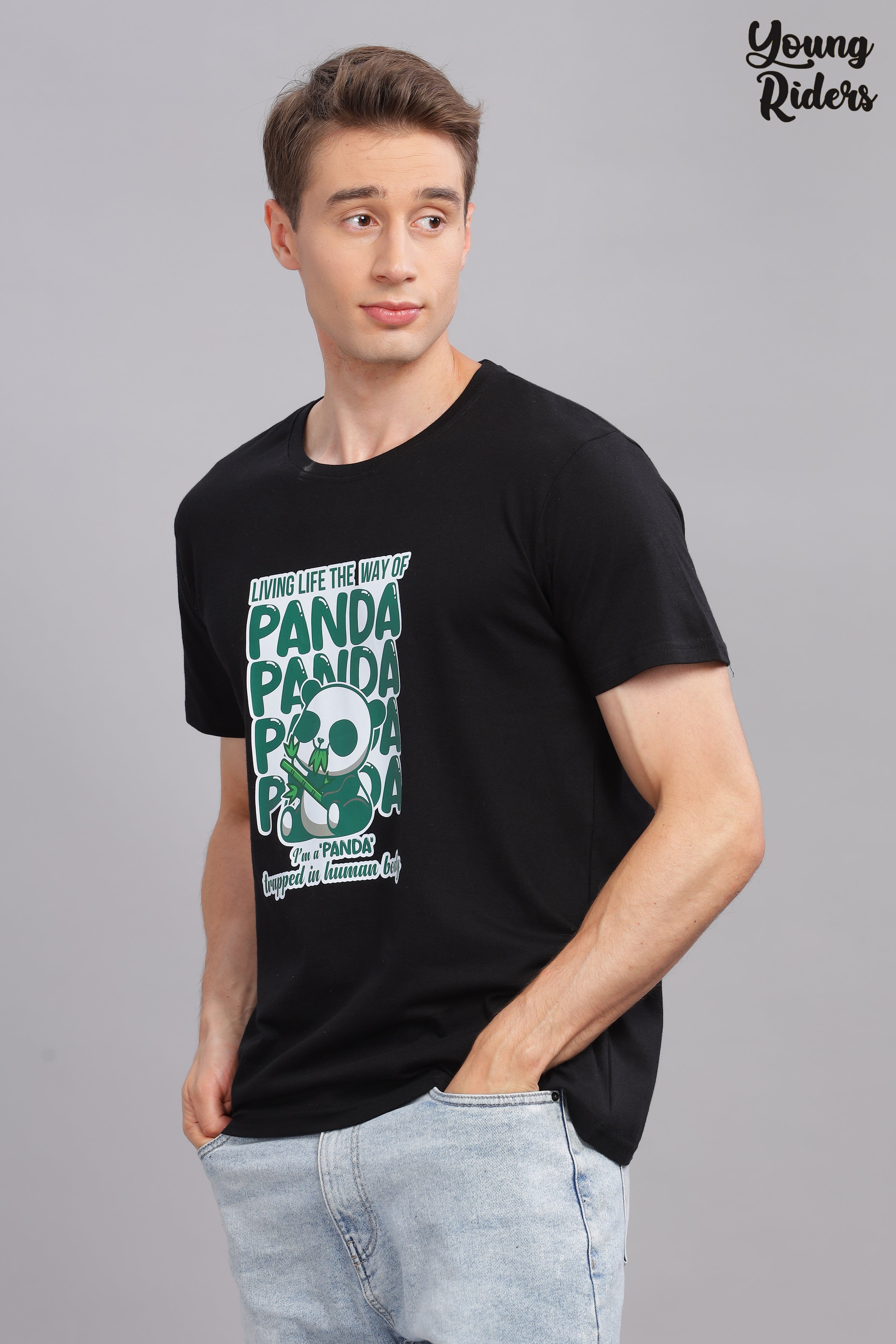 Black - Panda Printed T-shirt