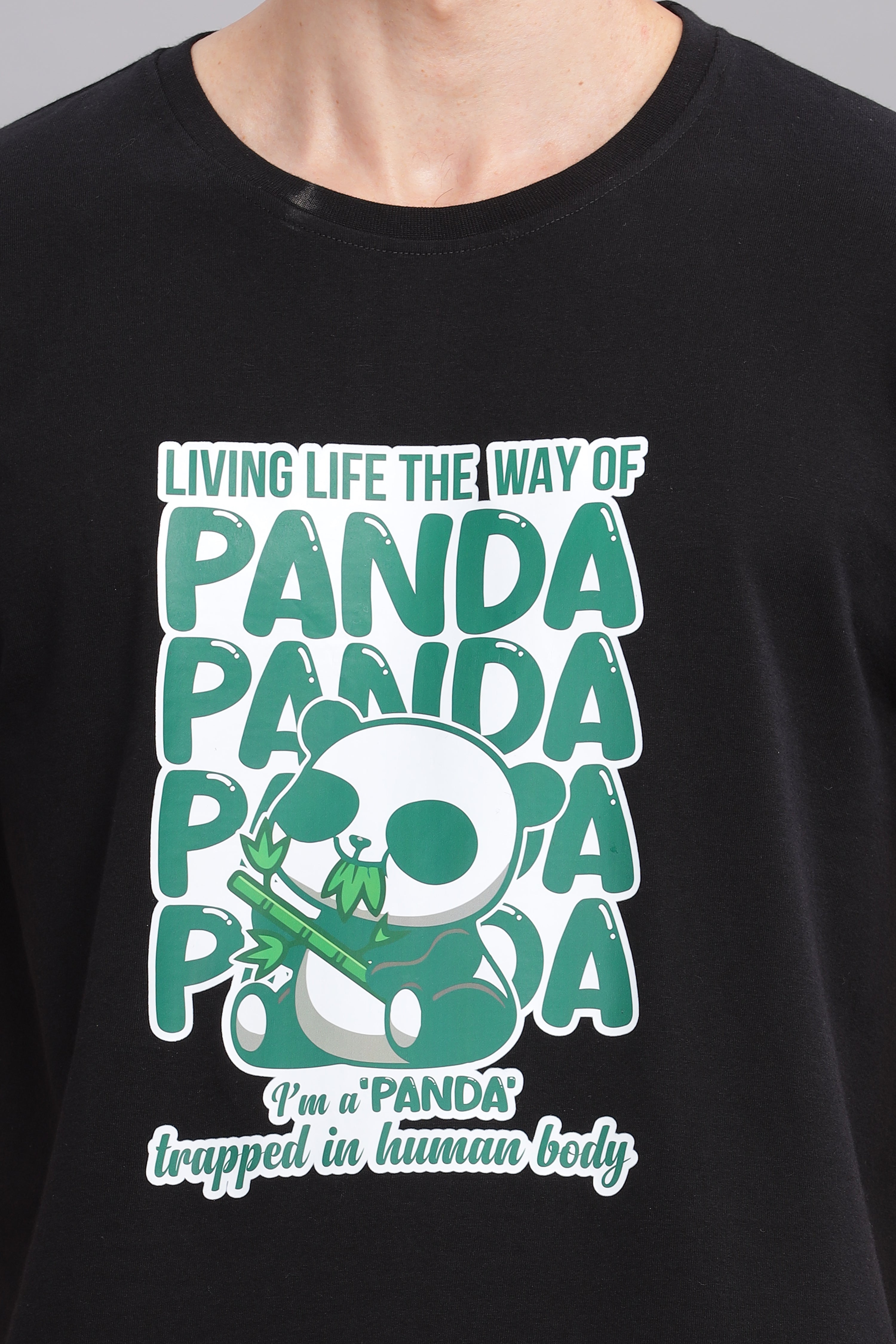 Black - Panda Printed T-shirt