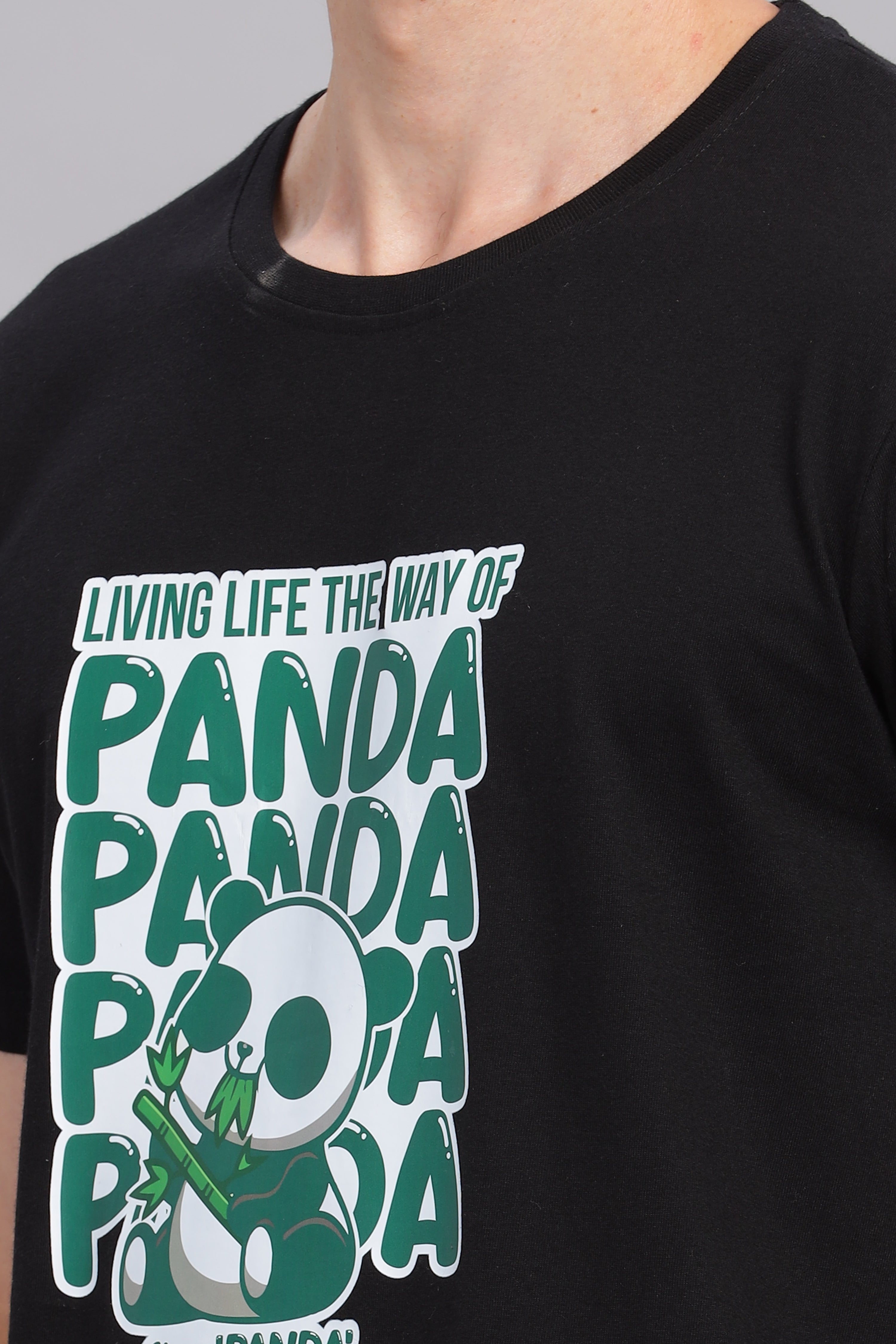 Black - Panda Printed T-shirt