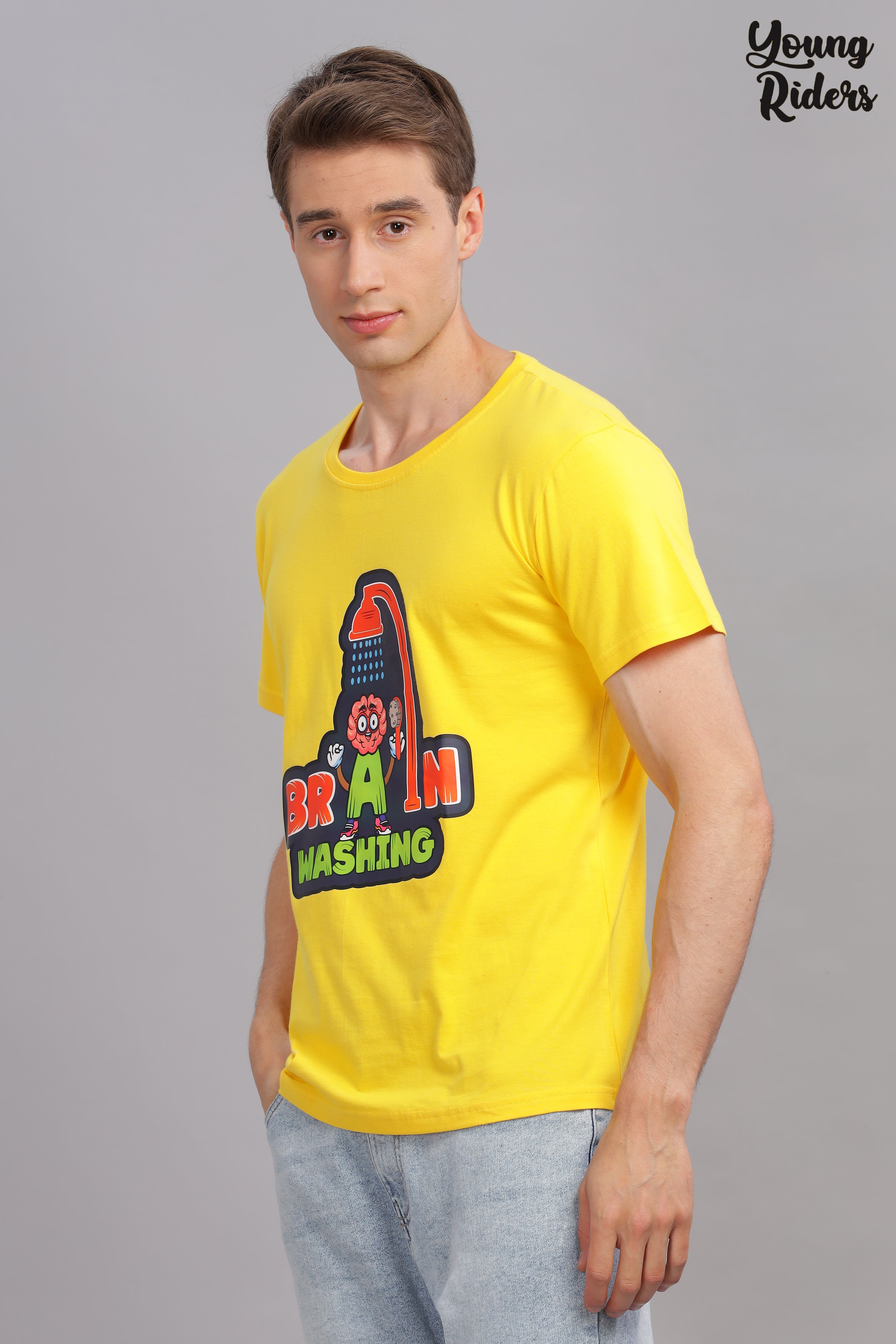 Yellow - Brain Wash Cool Printed T-shirt