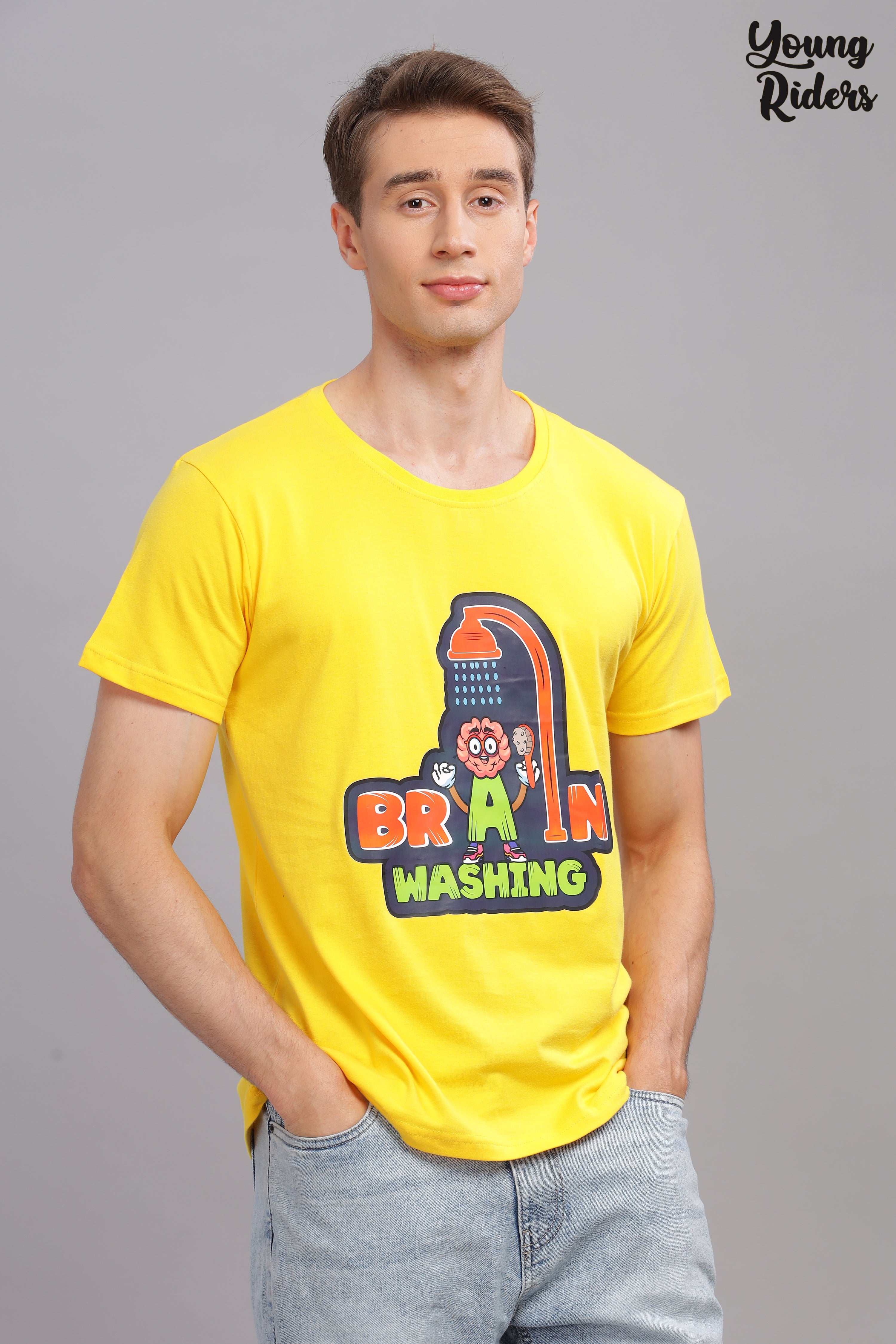 Yellow - Brain Wash Cool Printed T-shirt