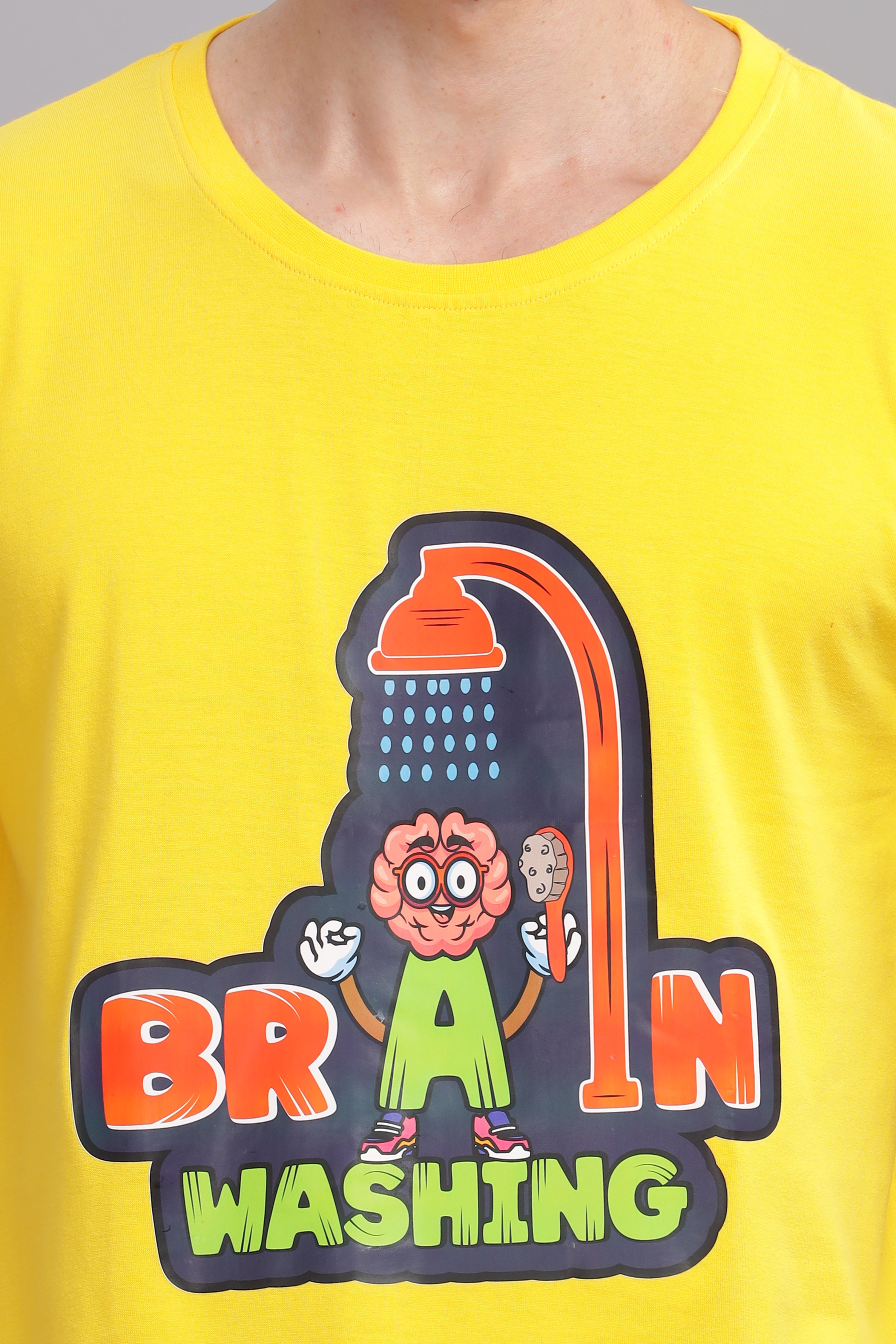 Yellow - Brain Wash Cool Printed T-shirt