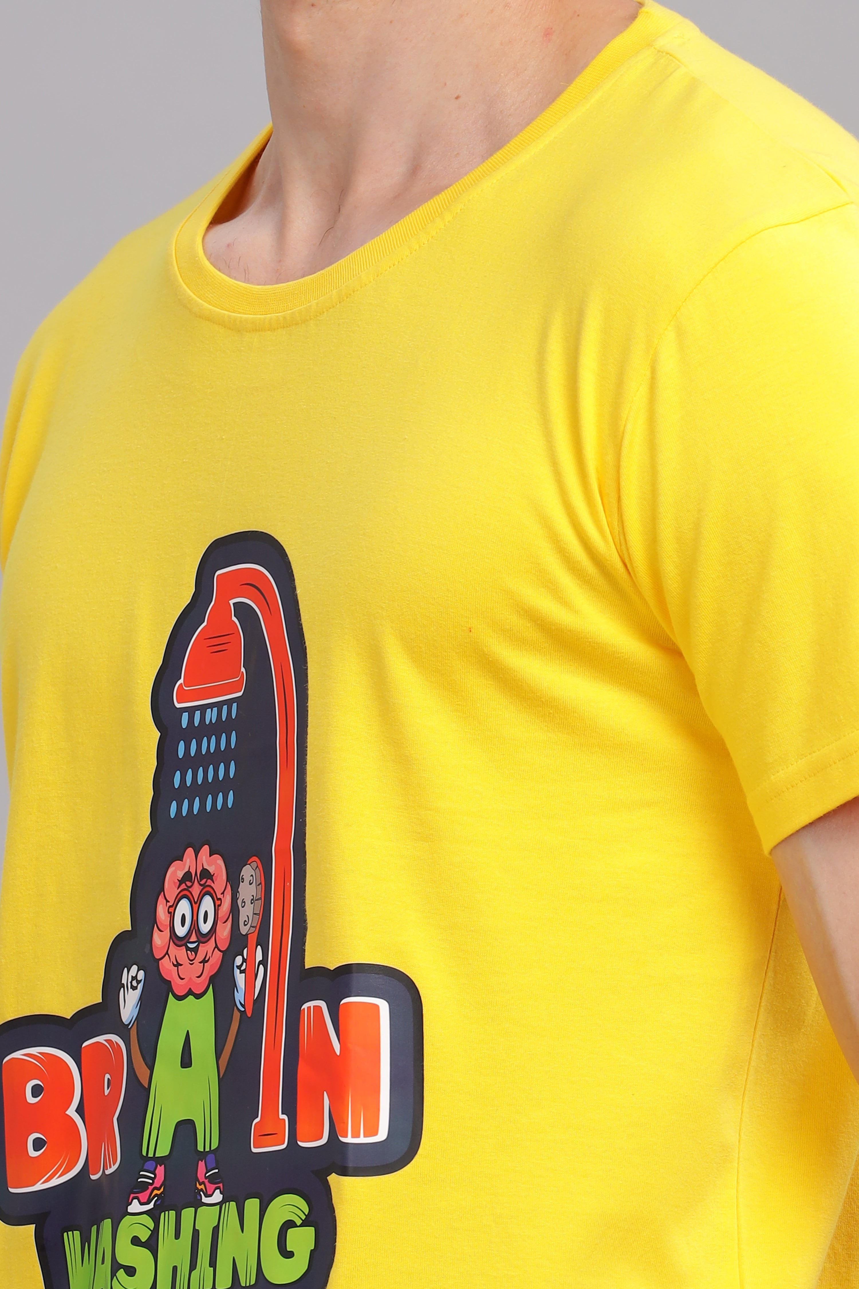 Yellow - Brain Wash Cool Printed T-shirt