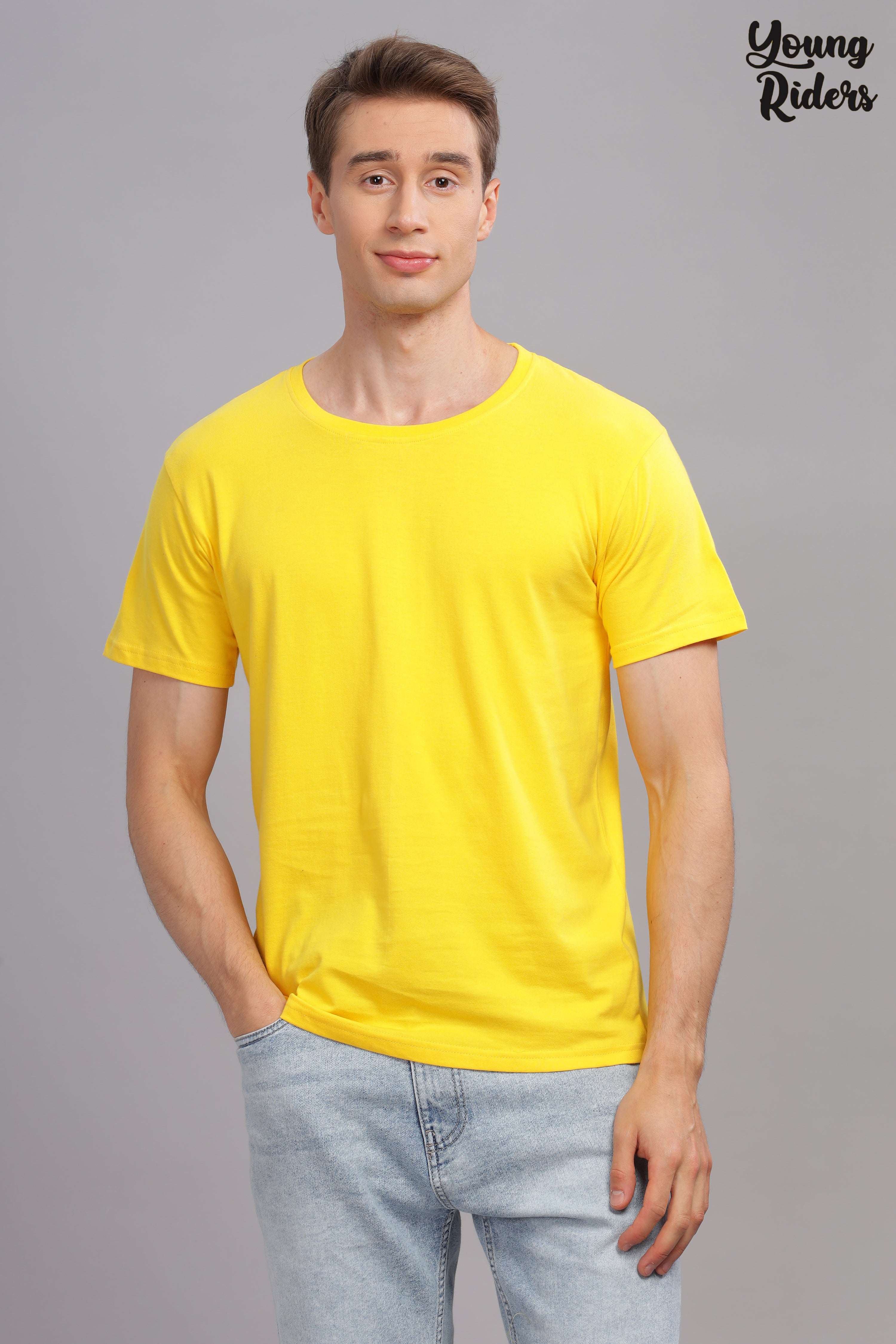 Yellow Plain Regular T-Shirt