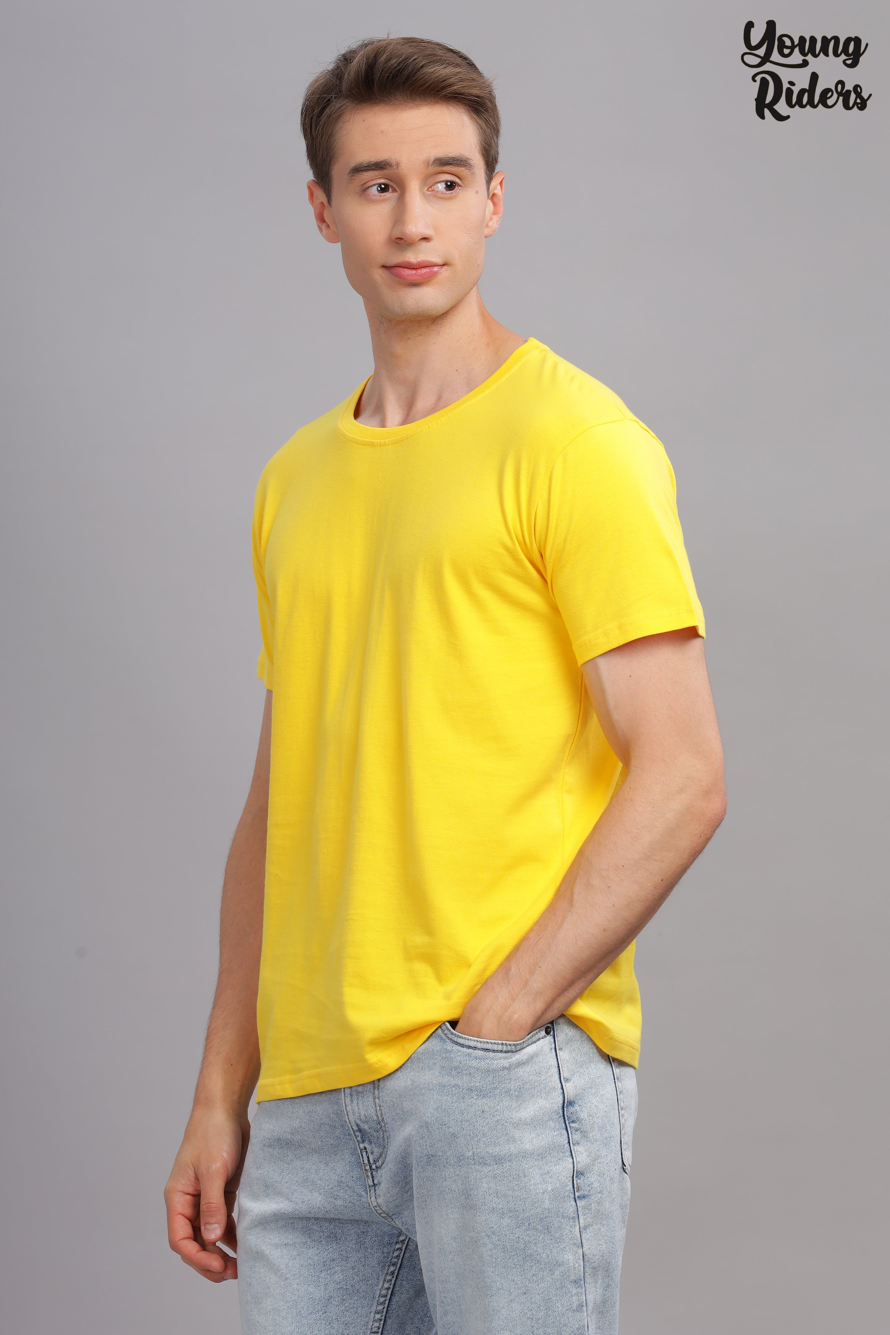 Yellow Plain Regular T-Shirt