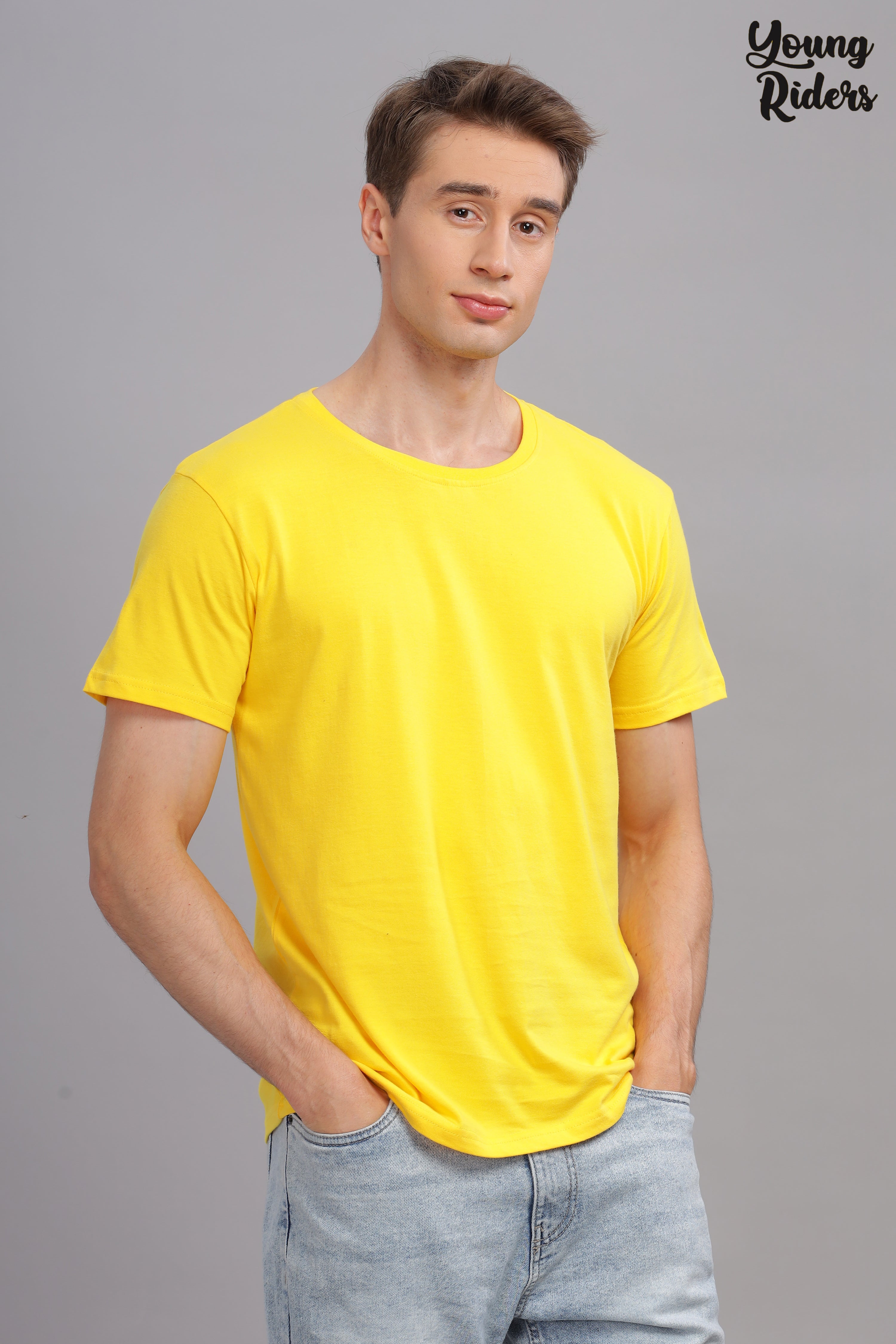 Yellow Plain Regular T-Shirt